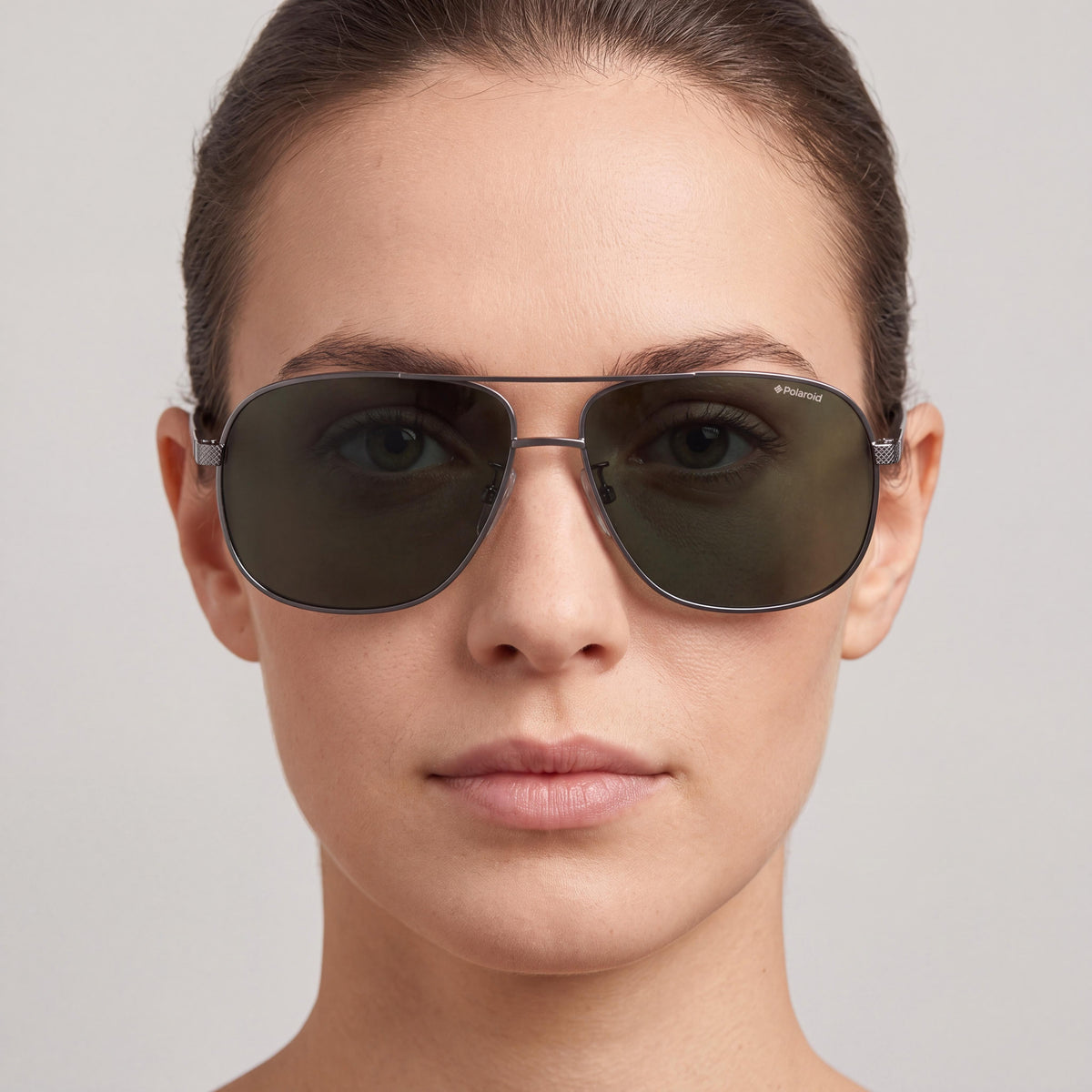 Polaroid Eyewear 2074/S/X Women's Square Dark Ruthenium Metal Sunglasses Black Polarized UV Anti-Reflective Lenses 60-14-145mm, Photo 4