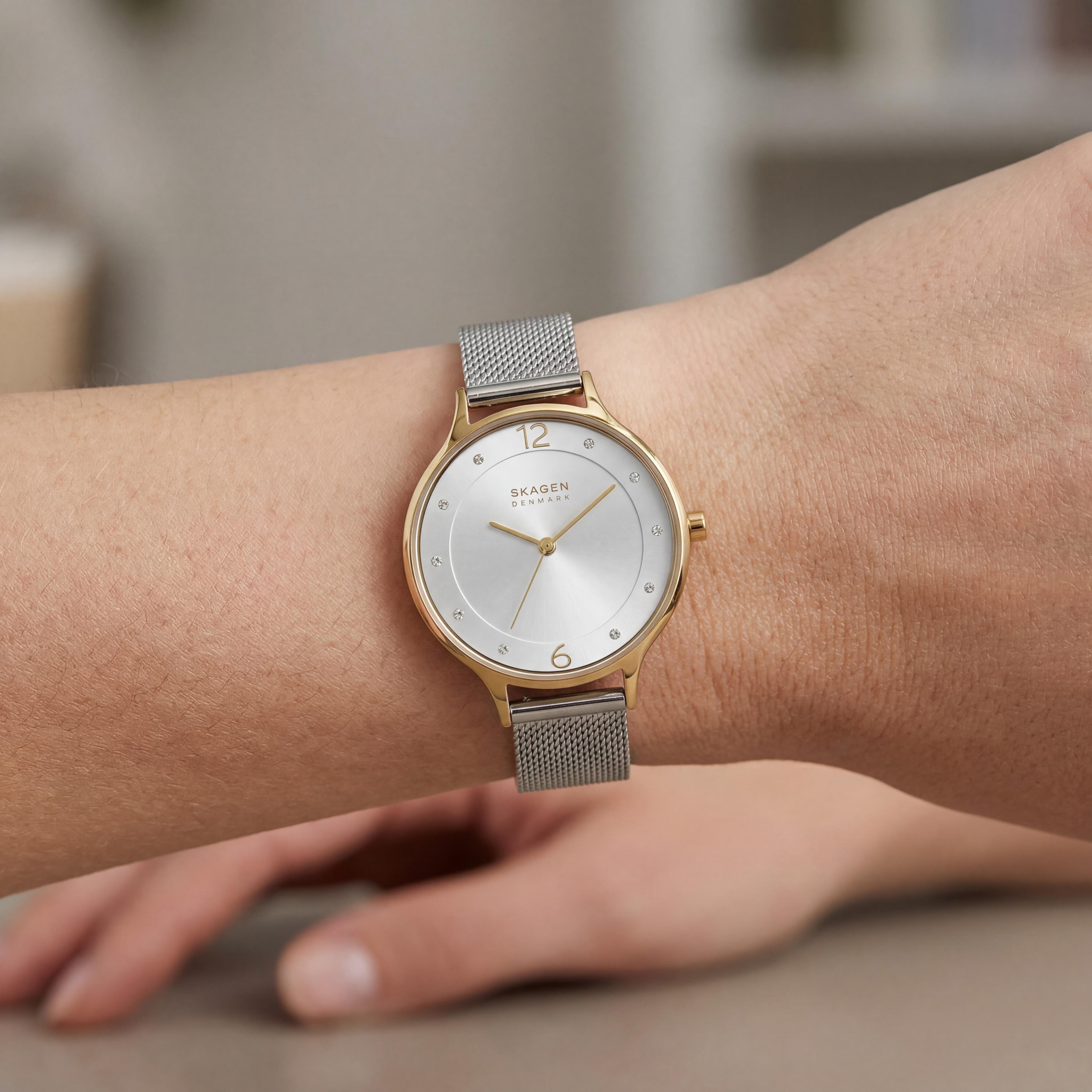 SKAGEN DENMARK SKW2340 Anita Lille Women's Silver Tone & Gold Tone Stainless Steel Mesh Watch 30mm, Photo 4