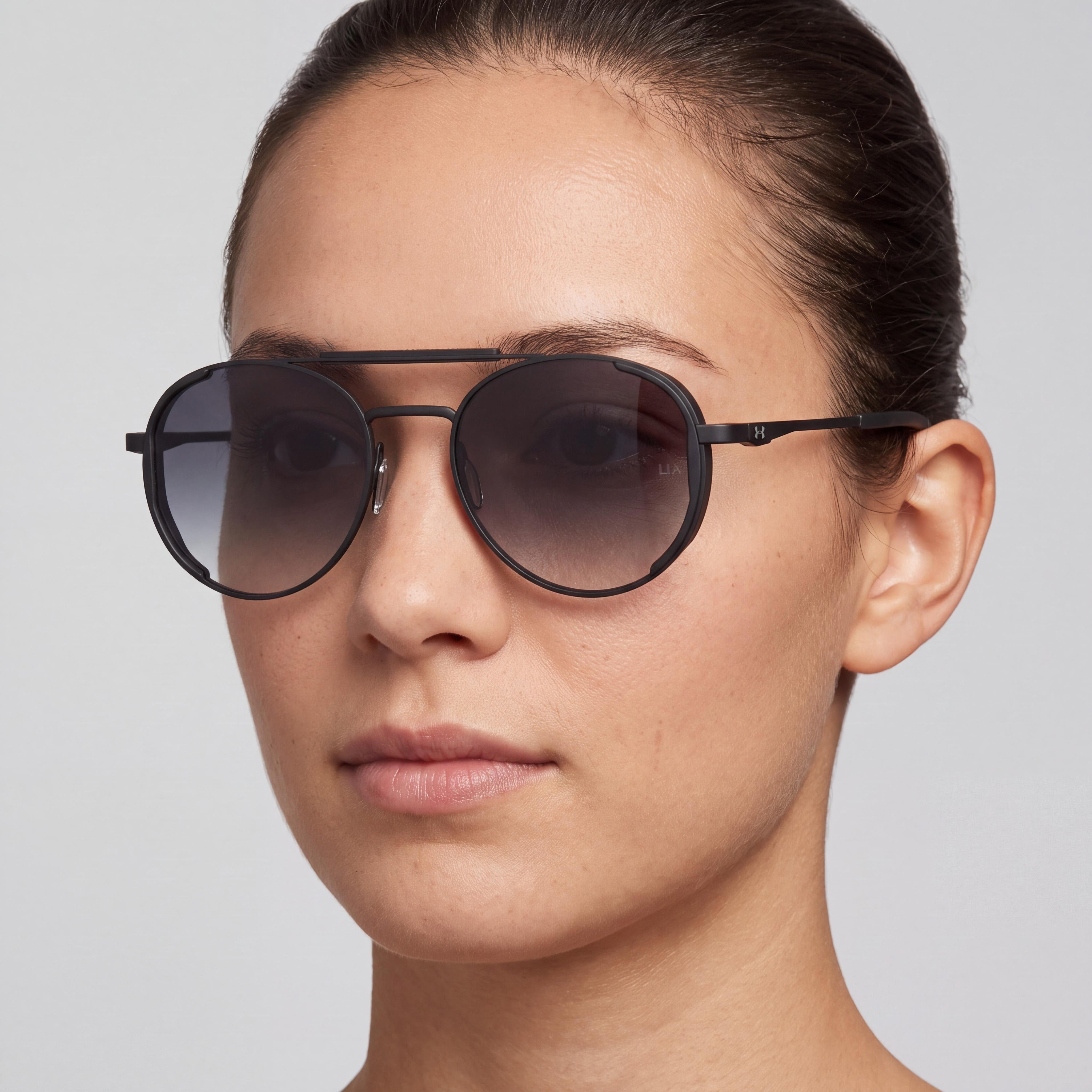 Under Armour UA 0008/G/S Unisex Sunglasses with UV Protection, Matte Black Alloy Steel Frame, Matte Black Lenses, 55mm, Photo 5