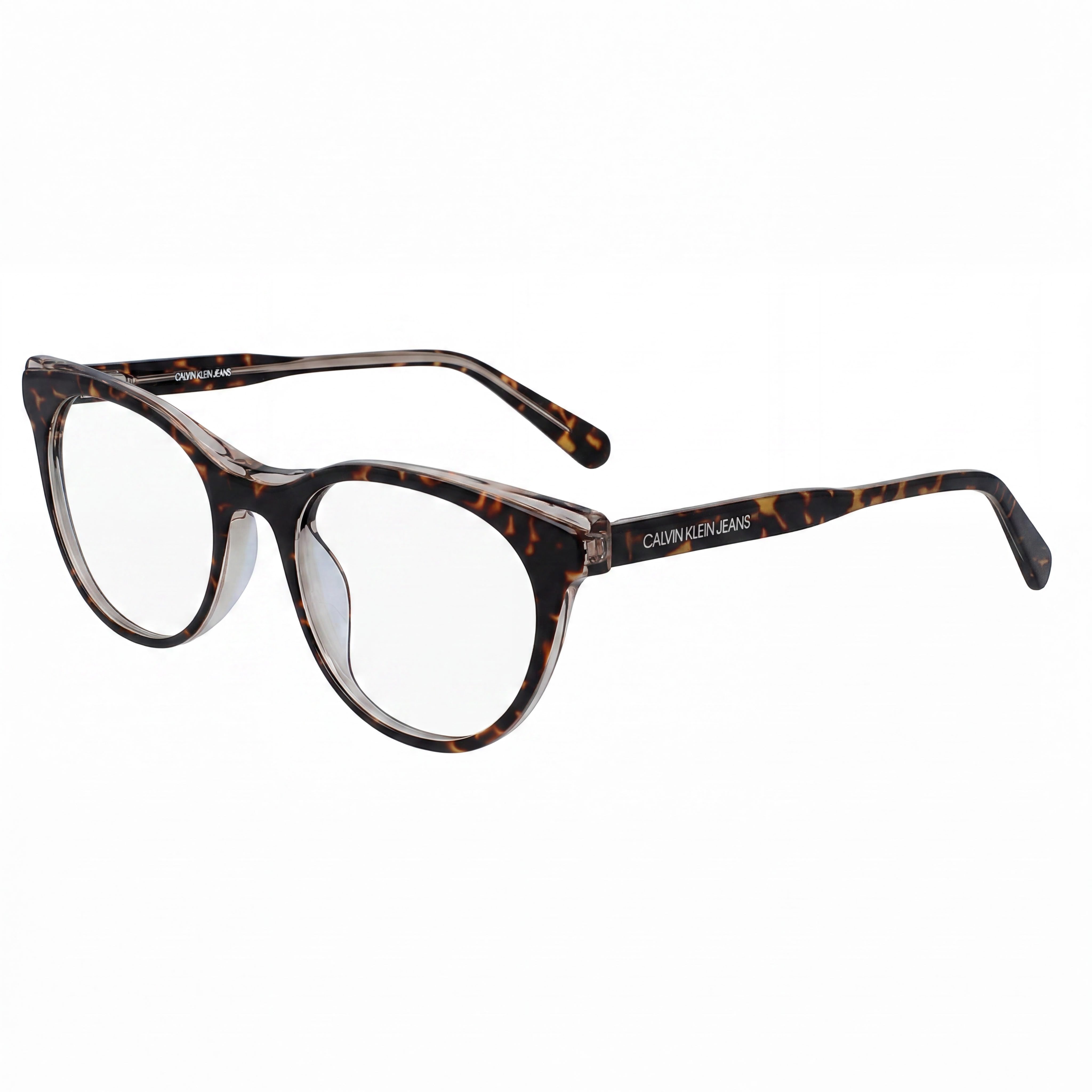 Gafas de sol Calvin Klein CKJ19107 Cat Eye para mujer, montura de acetato color habana oscuro, lentes de policarbonato transparente de 52 mm, Photo 1