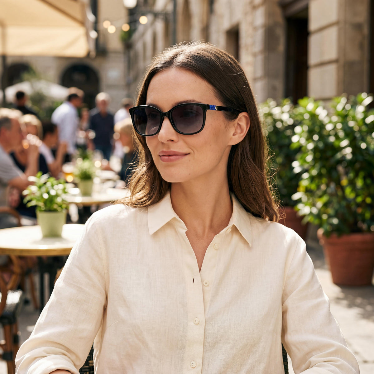 Gafas de sol de protección UV con marco de plástico azul gris sombreado Tabitha/S de 53 mm para mujer de kate spade new york, Photo 6