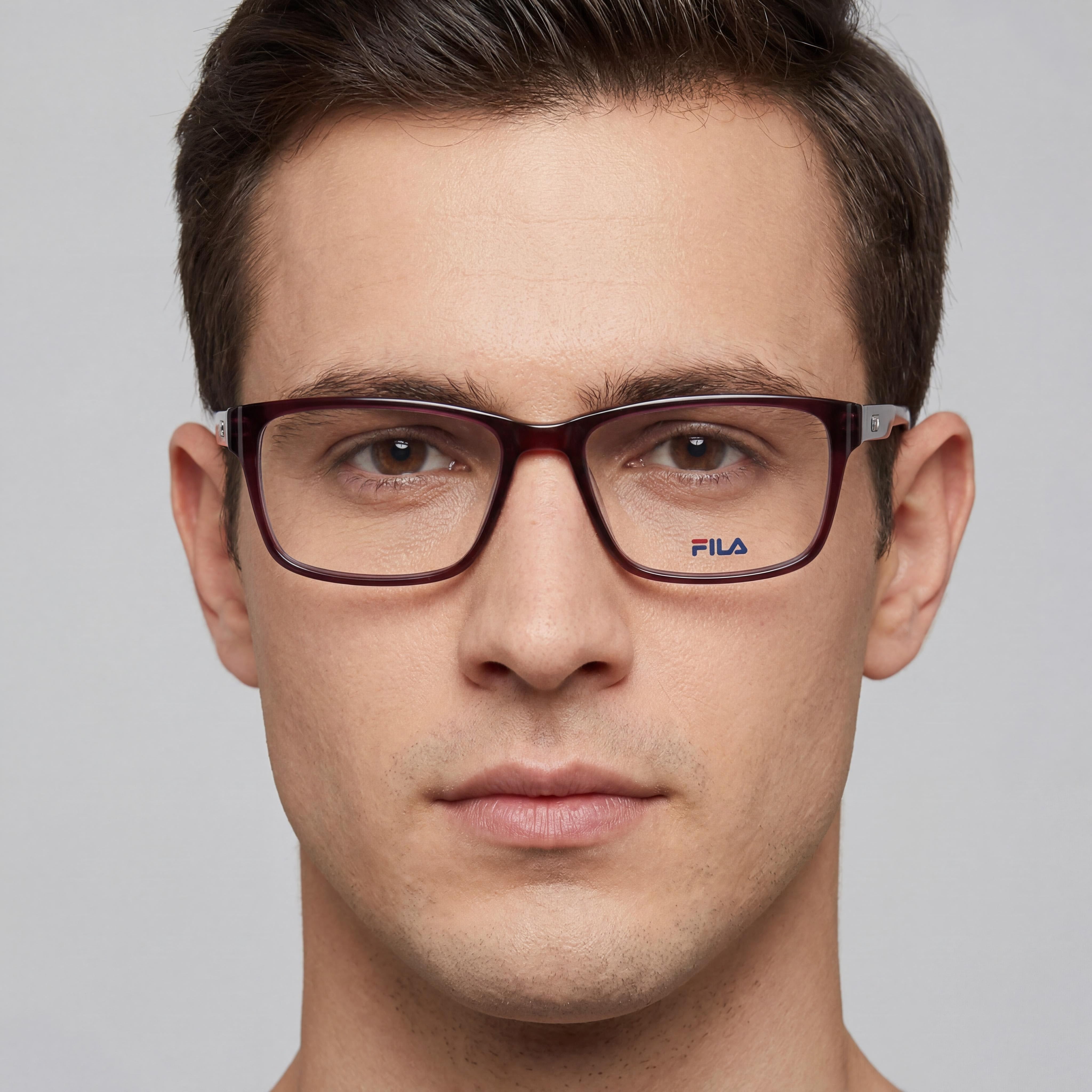 Fila VFI034 Men's Full-frame Acetate Optical Eyeglass Frames in Aubergine, Size 56-16-145mm, Photo 3