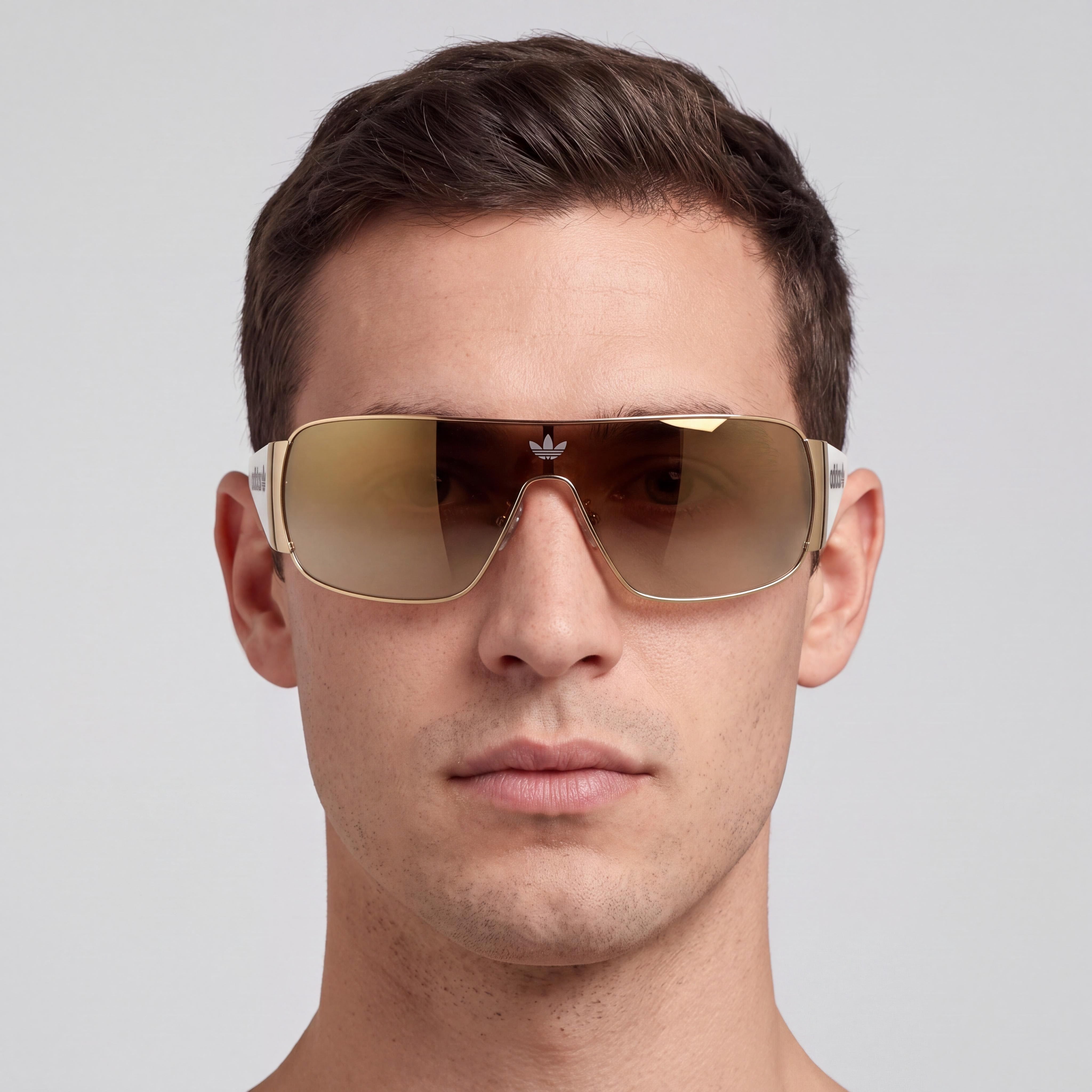 adidas OR0058 Men's Modern Metal Frame Sunglasses in Matte Deep Gold with Brown Mirror Lenses, UV Protected, Photo 4