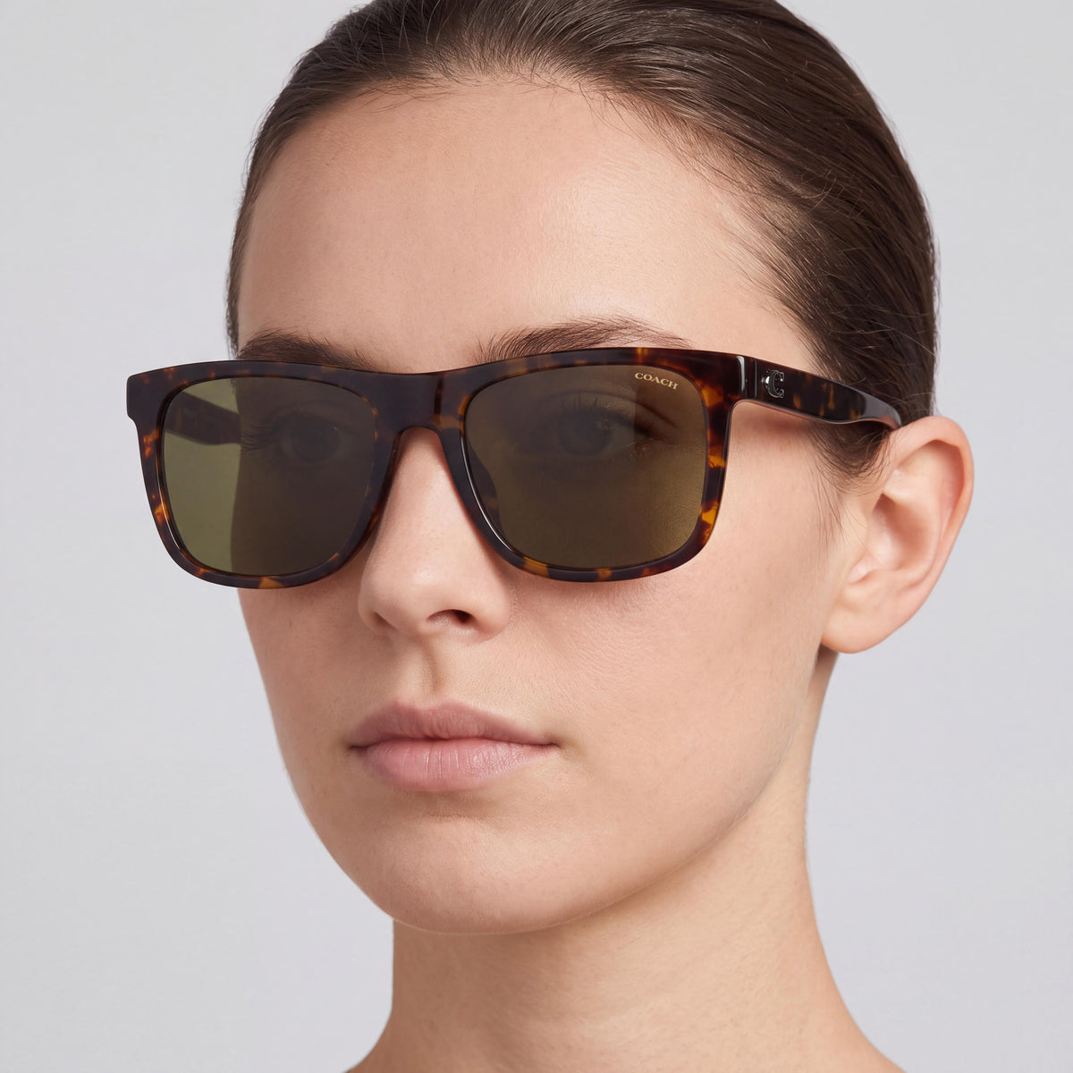 COACH Hc8367u Women's Square 100% UV Protection Dark Tortoise Brown Frame with Brown Lenses 57mm, Photo 4