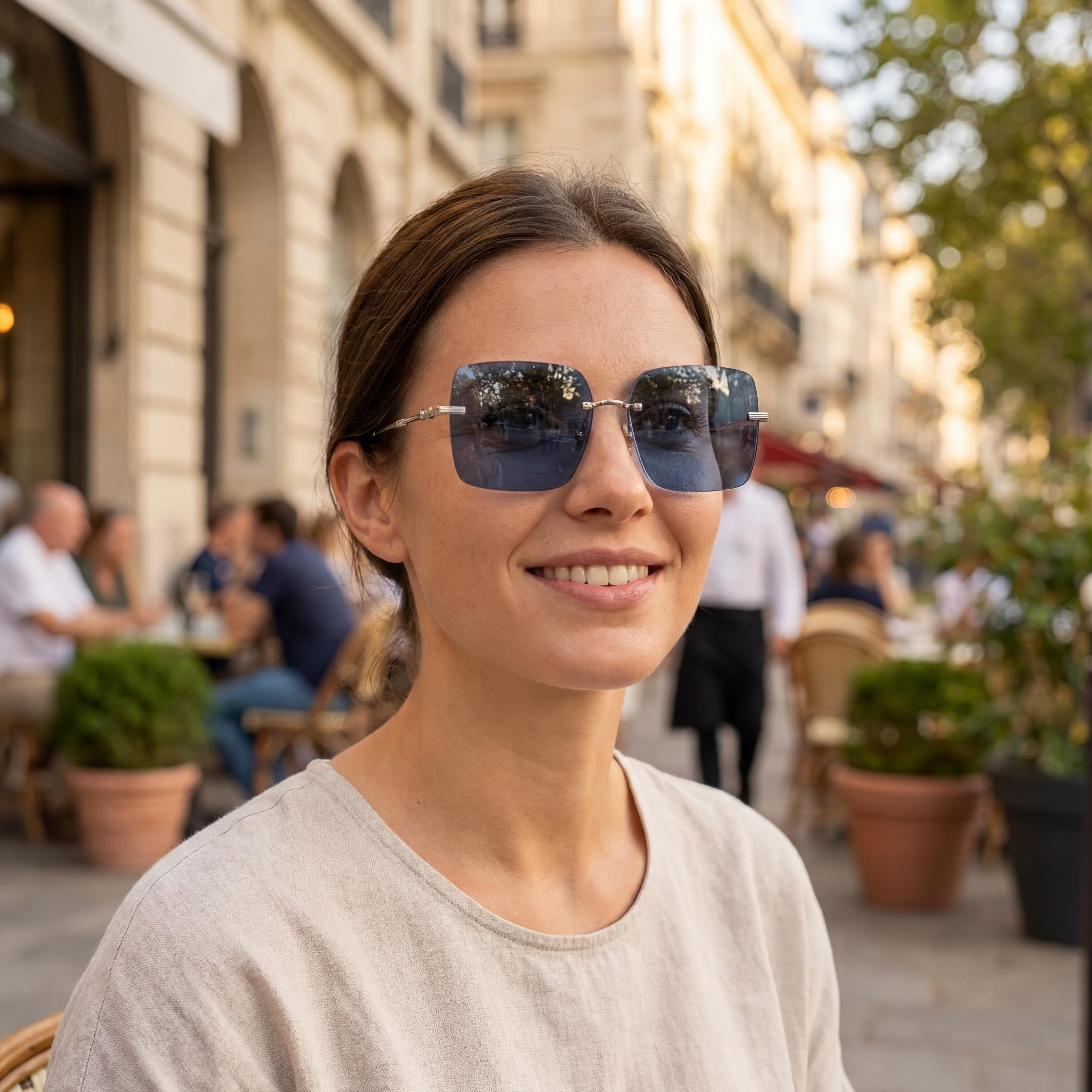 Gafas de sol Salvatore Ferragamo Modern SF311S para mujer, doradas/azules, de metal, sin polarizar, 100% protección UV, 60 mm, Photo 5