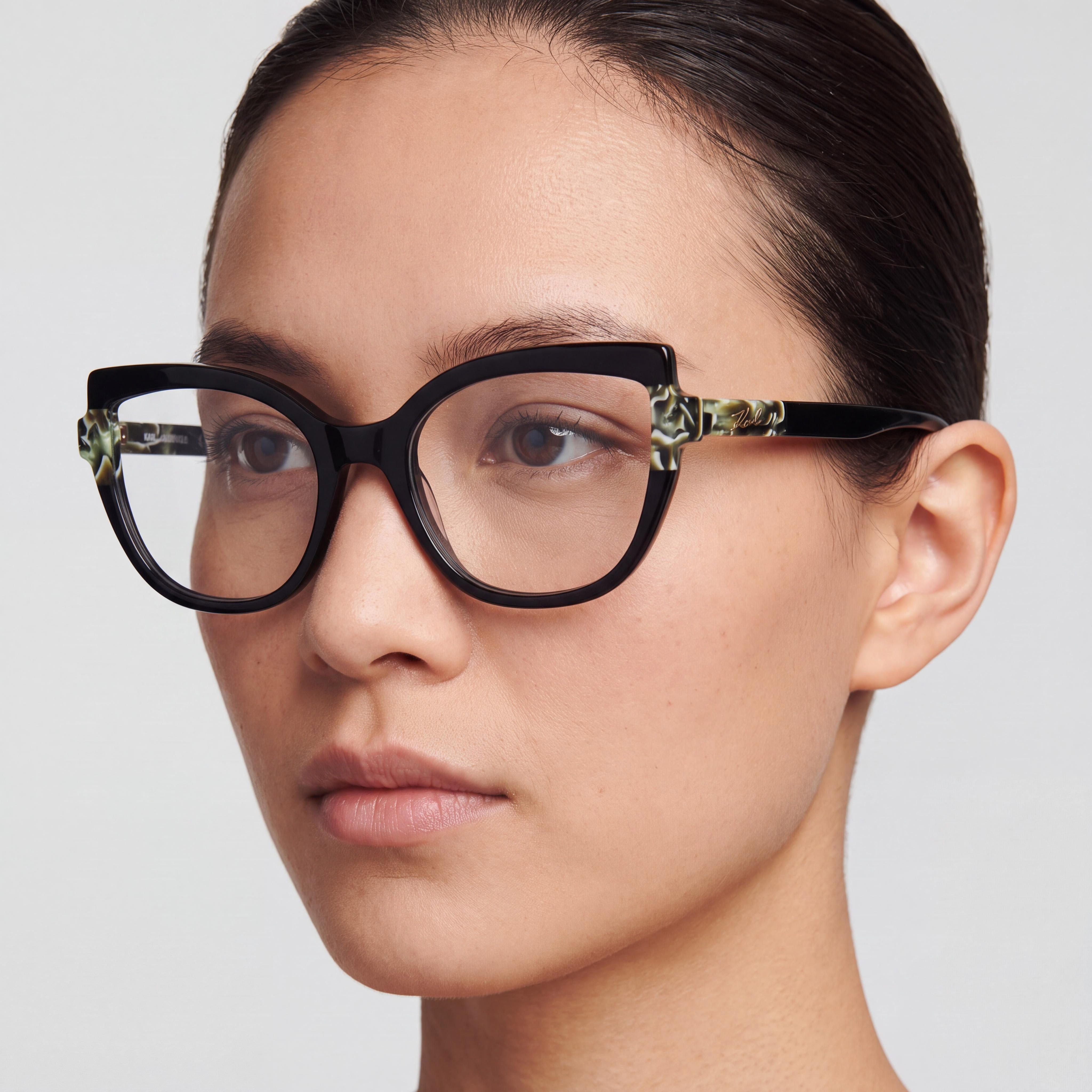 KARL LAGERFELD Modern Unisex Eyewear featuring an Acetate Frame in Black Marble Non-polarised Lenses 54mm, Photo 4