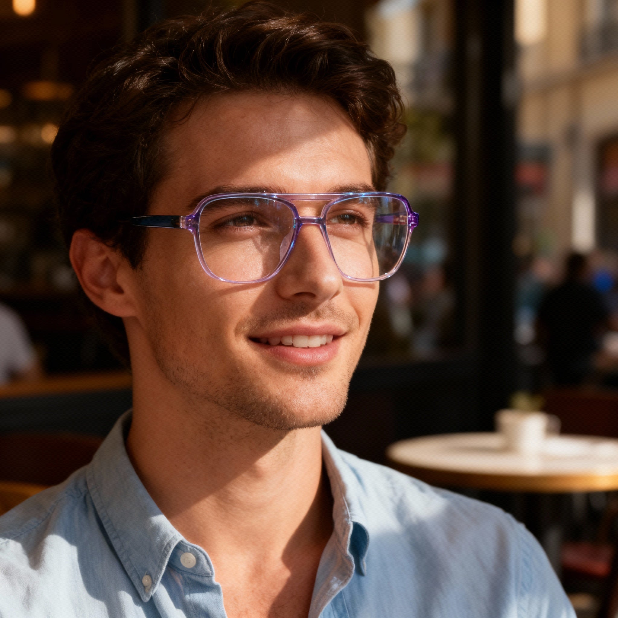 MCALLISTER Mc4534 Men's Full Rim Metal Clear Lens Eyeglasses in Teal Purple, Lens Width 56mm, Bridge Width 18mm, Temple Length 140mm, Photo 5