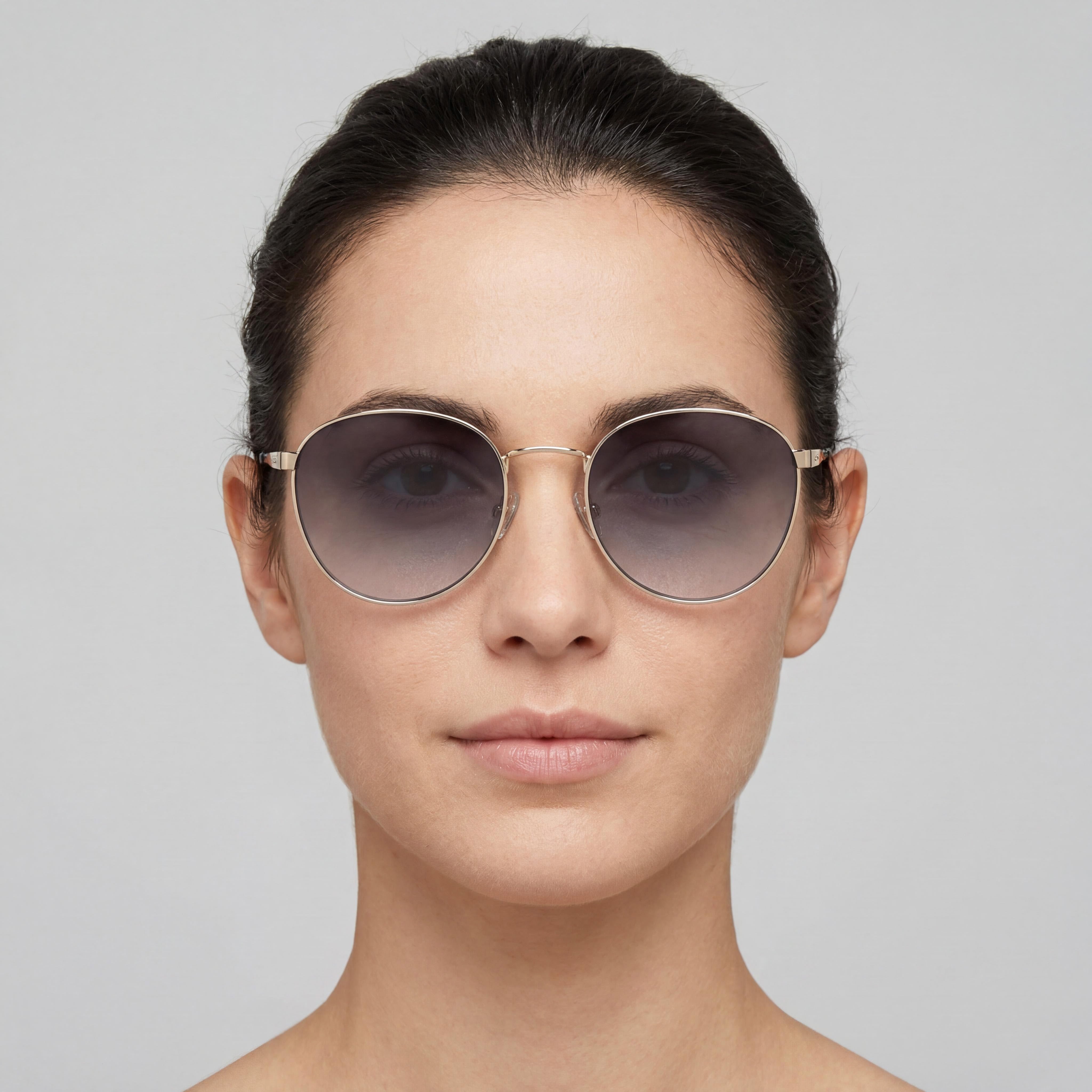 Fossil Fos 2129/G/S Women's Light Gold Metal Frame, Gradient Dark Grey Lenses, 52mm UV Protection Sunglasses, Photo 4