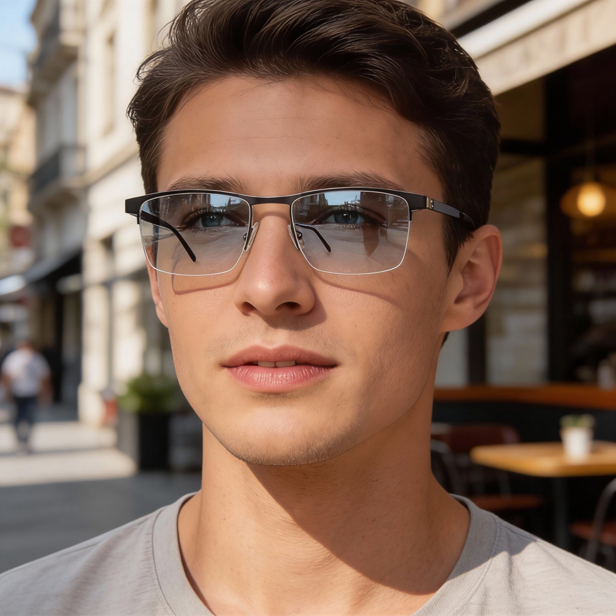 Gafas Chesterfield Ch 113xl para hombre con montura de metal gris y lentes transparentes de 57 mm de ancho., Photo 5