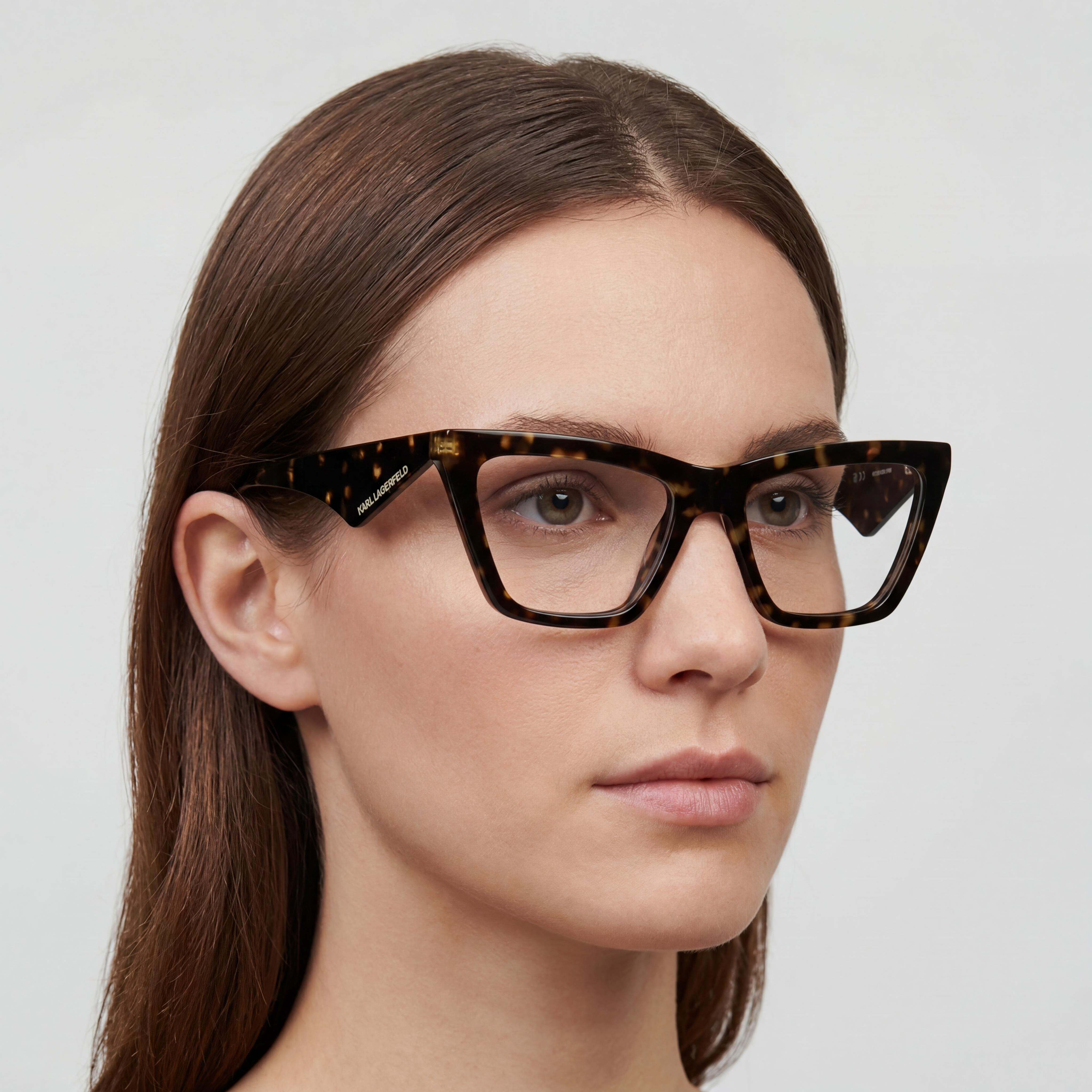 KARL LAGERFELD Kl6195 Women's Acetate Eyewear Frame in Dark Tortoise with 54mm Lens and 140mm Temples, Photo 3