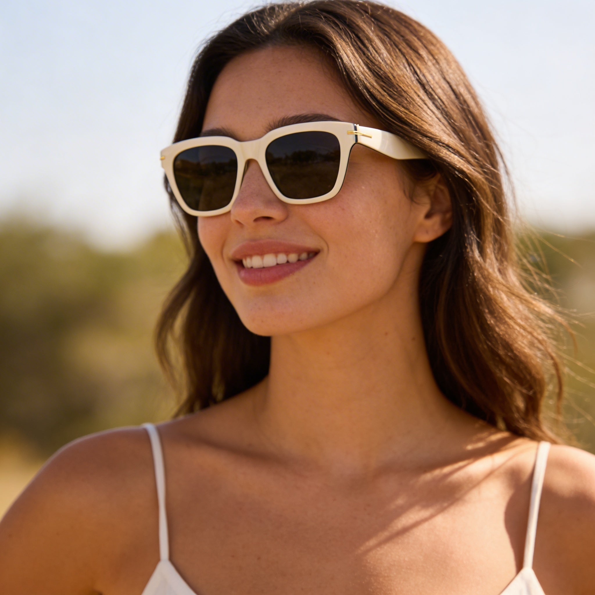 Gafas de sol de acetato clásicas Hugo Boss para mujer, montura blanca y negra/gris, 52 mm, protección UV, Photo 4