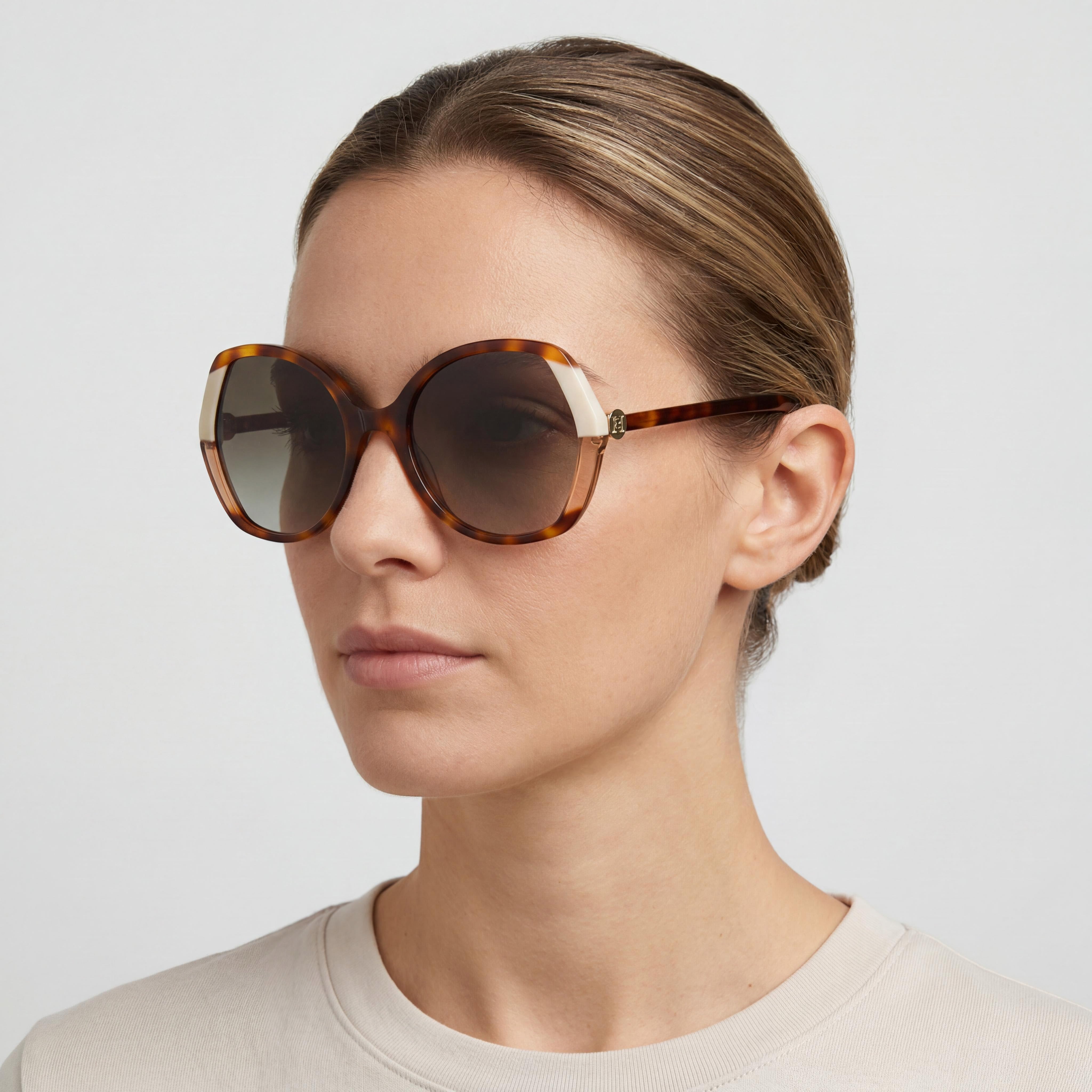 Gafas de sol Carolina Herrera Ch 0051/S para mujer, de acetato color marfil habano, mariposa, marrón degradado, protección UV, 58-20-145, Photo 5