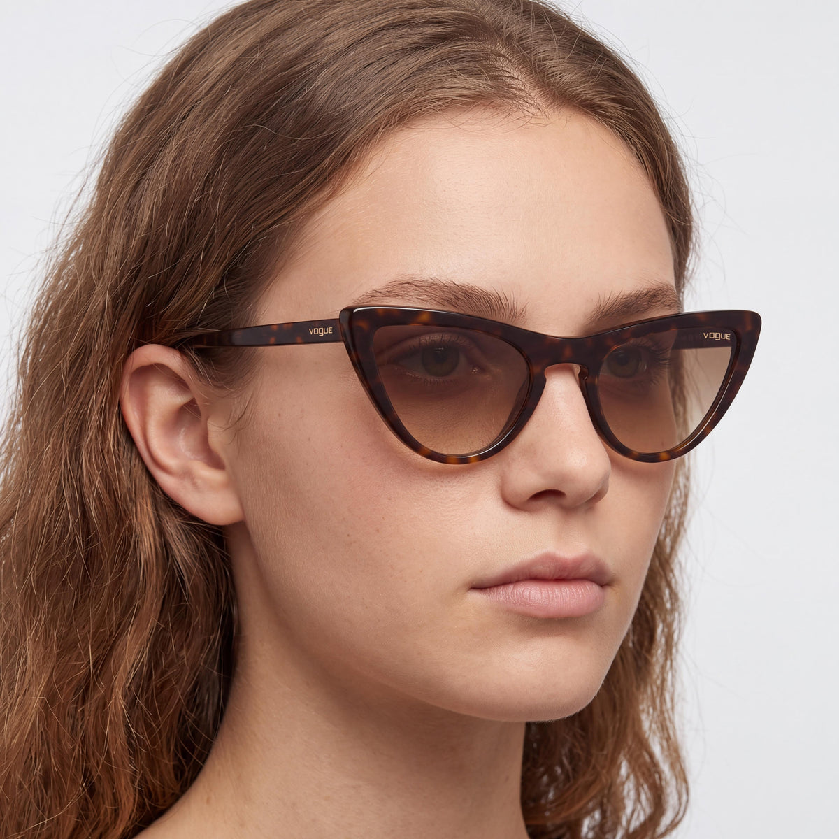 Vogue Eyewear Vo5211s Women's Cat Eye Acetate Dark Havana Brown Gradient UV Protection Sunglasses 54mm Lens, Photo 4