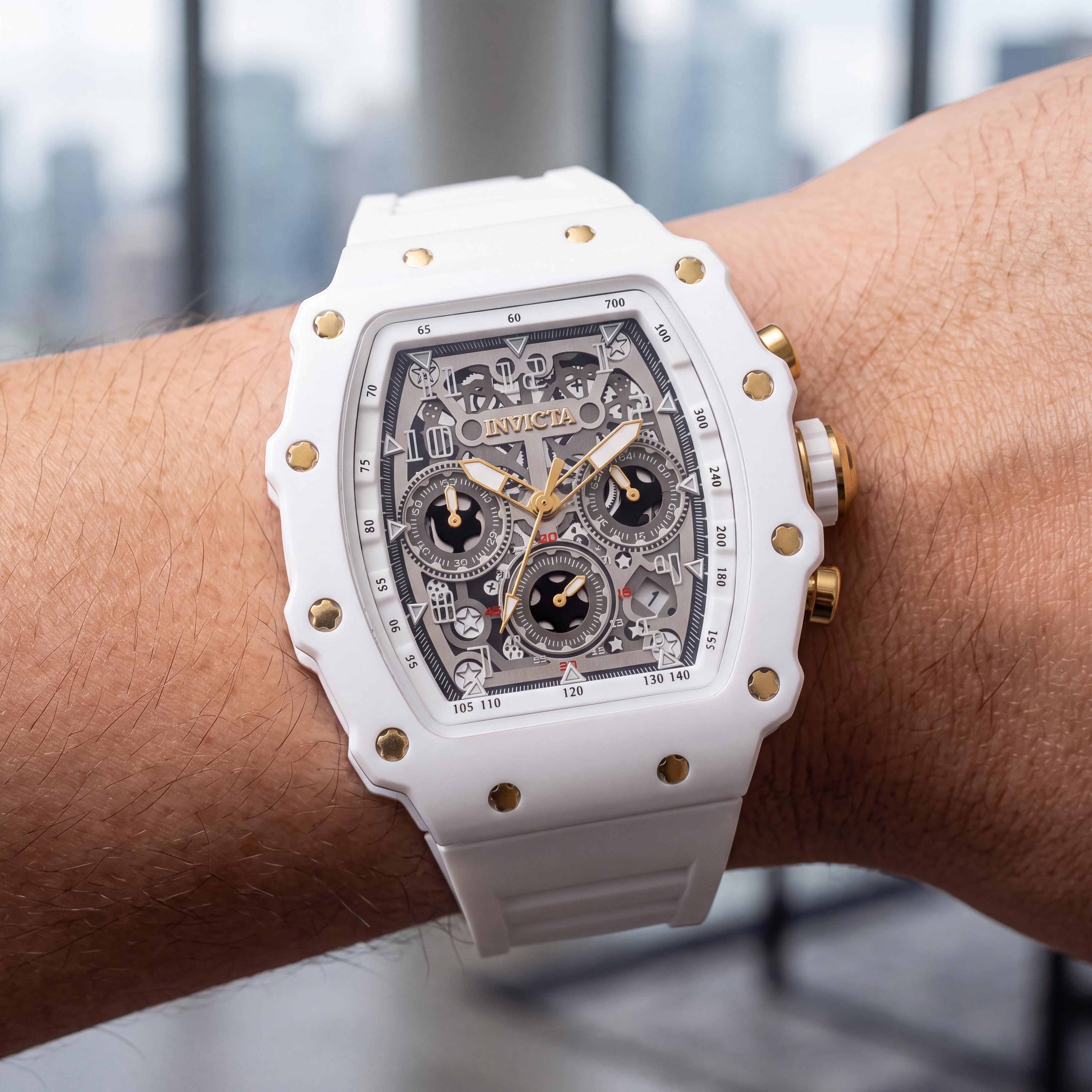 Invicta Racing 69700 Quartz Unisex Watch with White Case, 43mm, Silicone Strap, 5 ATM Water Resistant, Photo 4
