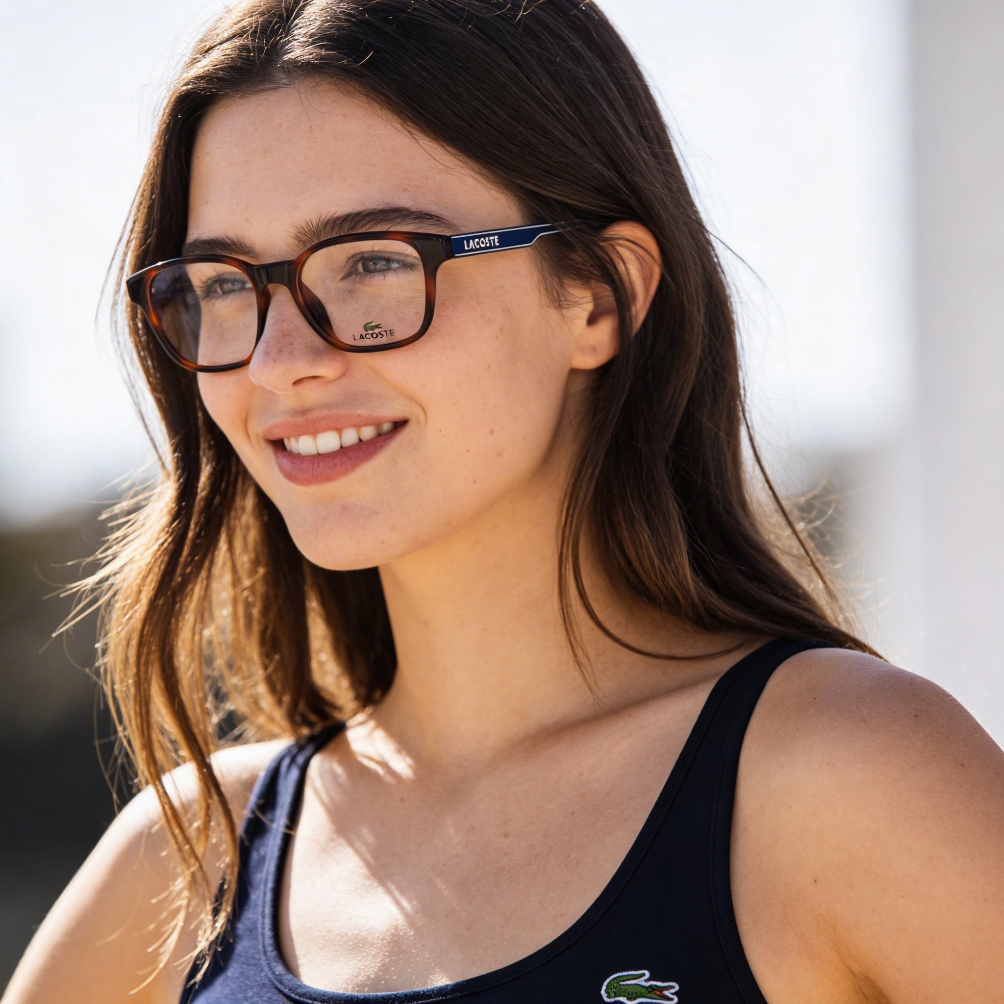 Lacoste Modern Unisex Optical Eyeglasses with Havana Plastic Frame featuring 49mm Lens Width, Photo 5