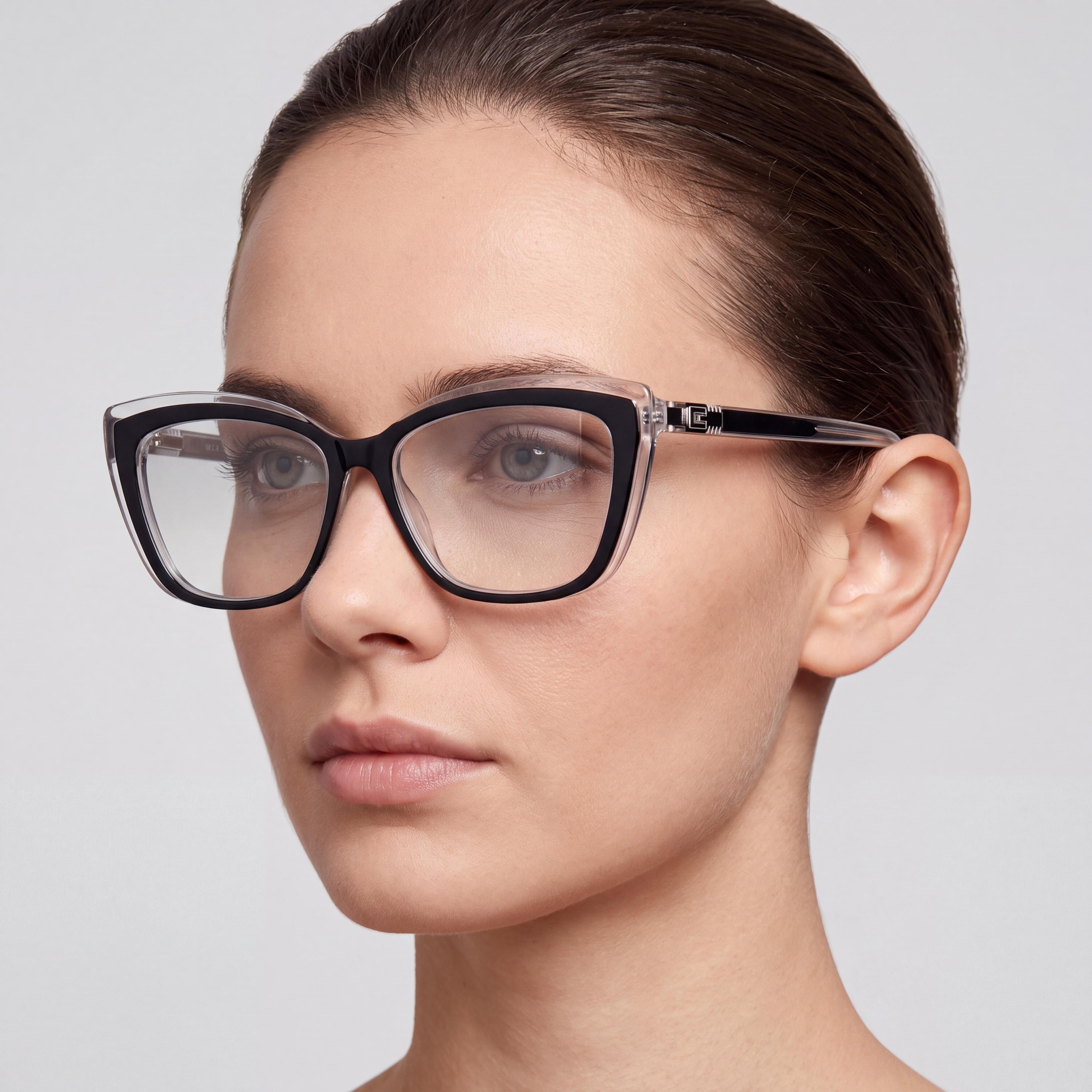 GUESS SQUARE GU2977 Women's Multicoloured Acetate Frame Eyeglasses with Transparent Plastic Lenses, 140mm Lens Width, Photo 4