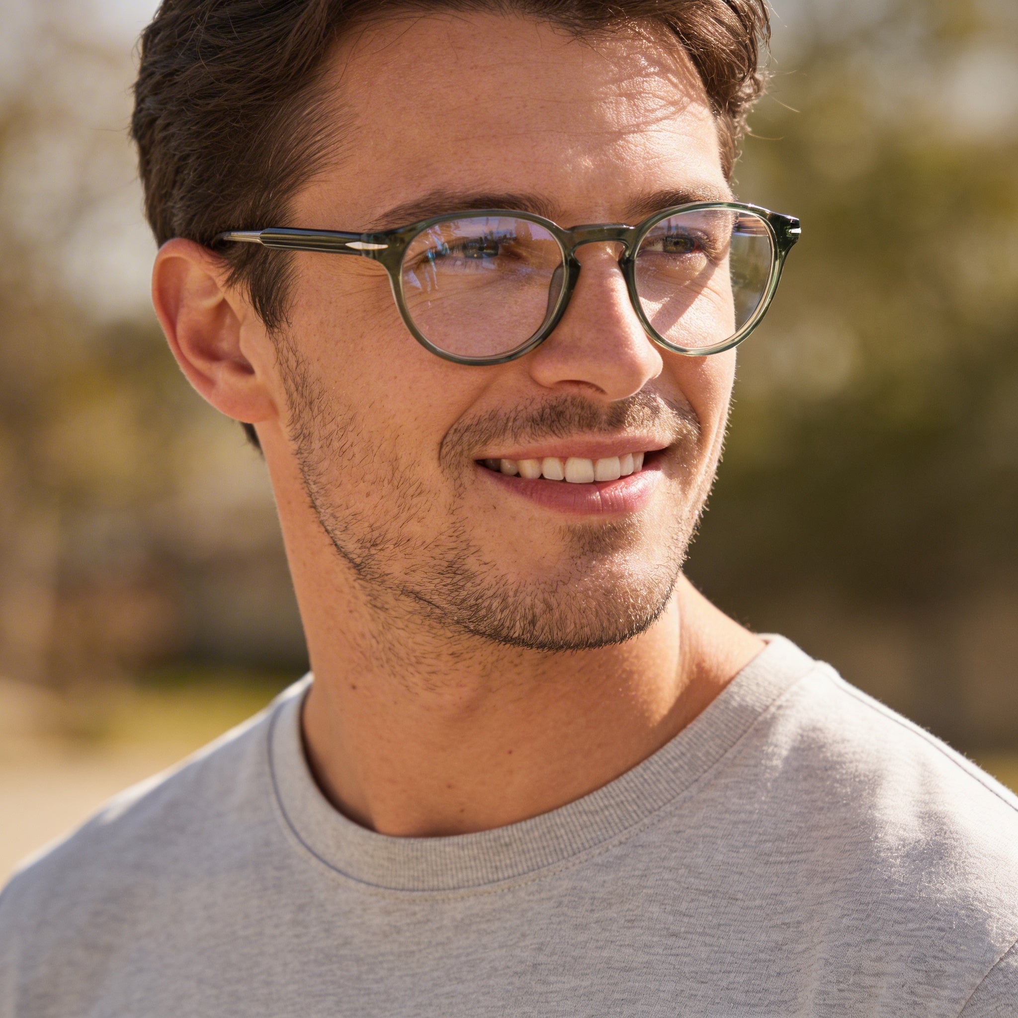 David Beckham Casual Men's Green Acetate Full Rim Eyeglasses with Polycarbonate Non-polarised Lenses 48mm, Photo 4
