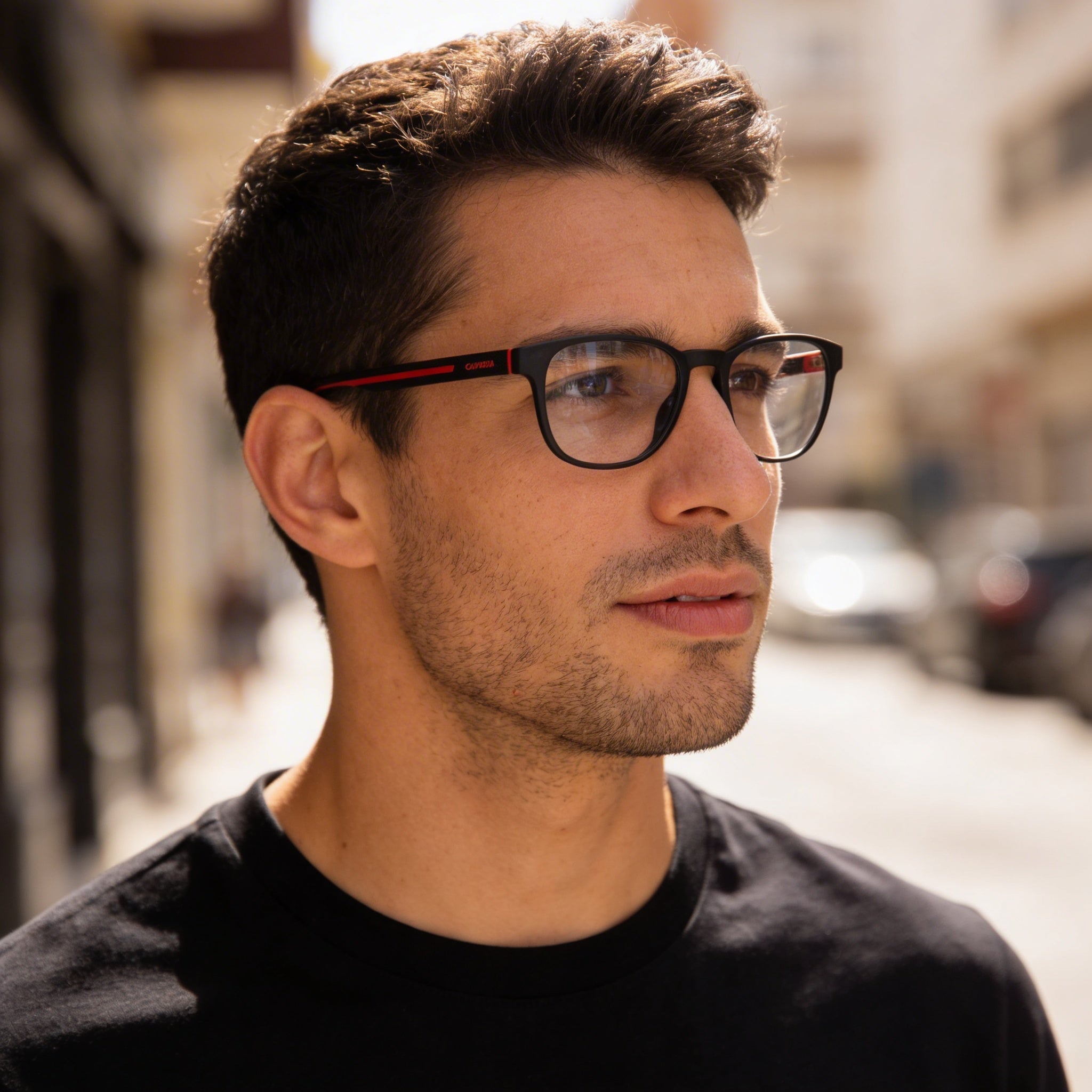 Gafas de sol Carrera Casual Ca8062/cs para hombre, con montura de propionato en negro mate y rojo, lentes de policarbonato y protección UV, 51 mm, Photo 6