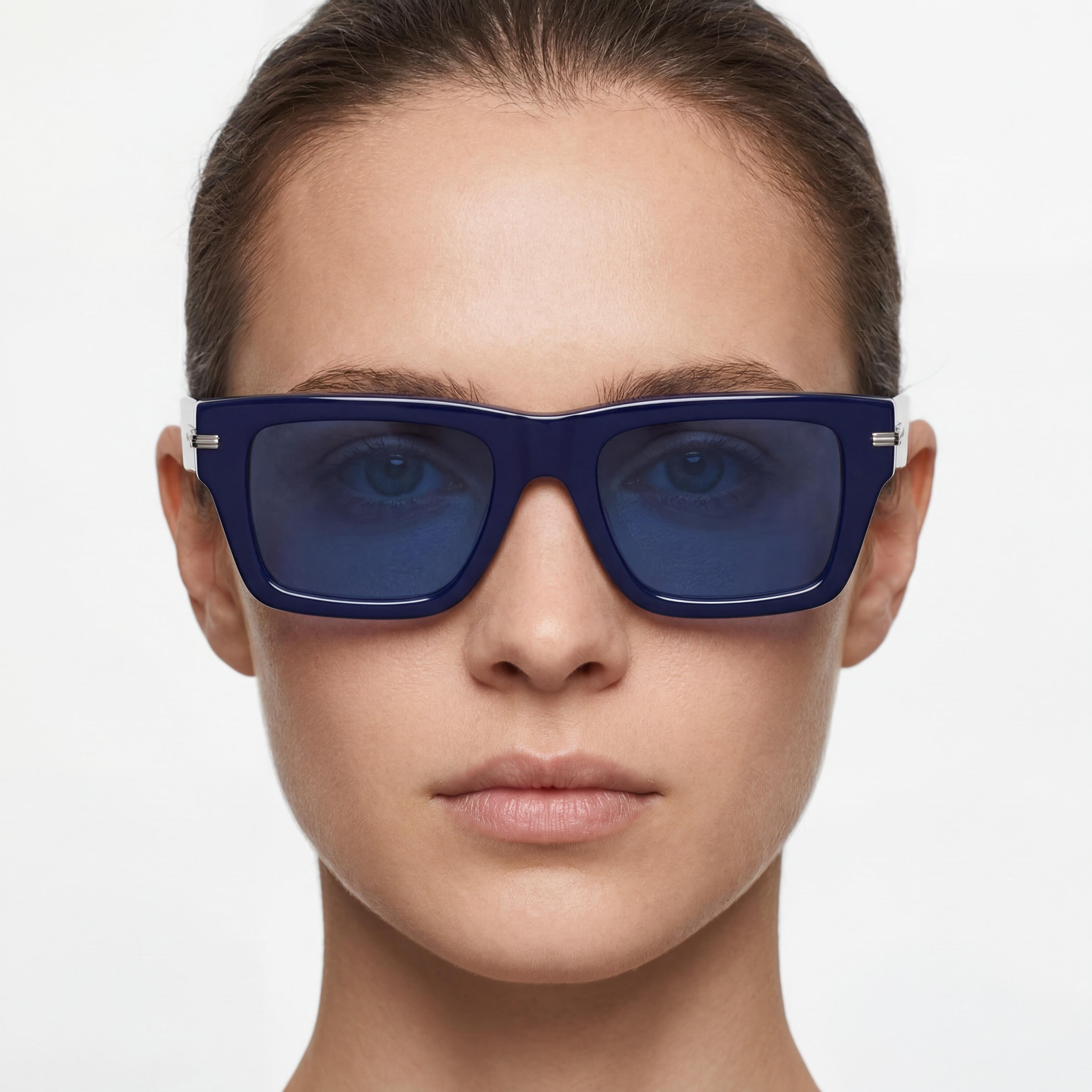 Ferragamo Sf2033s Unisex Blue Titanium Frame Eyeglasses with Blue Lenses, Protection 53mm, Photo 5