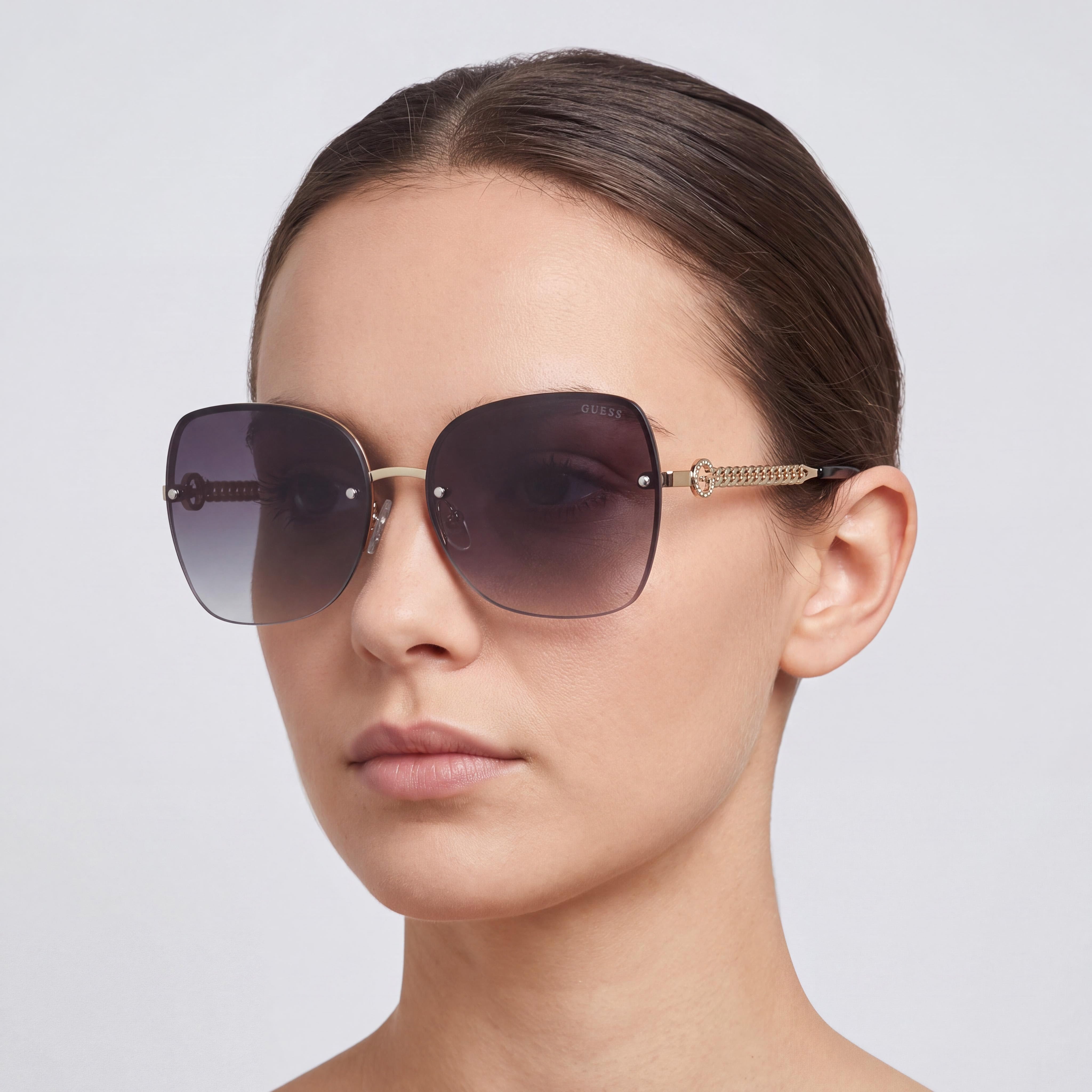 GUESS Gf6119 Women's Gold Gradient Smoke Metal Frame Smoke Gradient Lens UV Protected Sunglasses, Photo 4