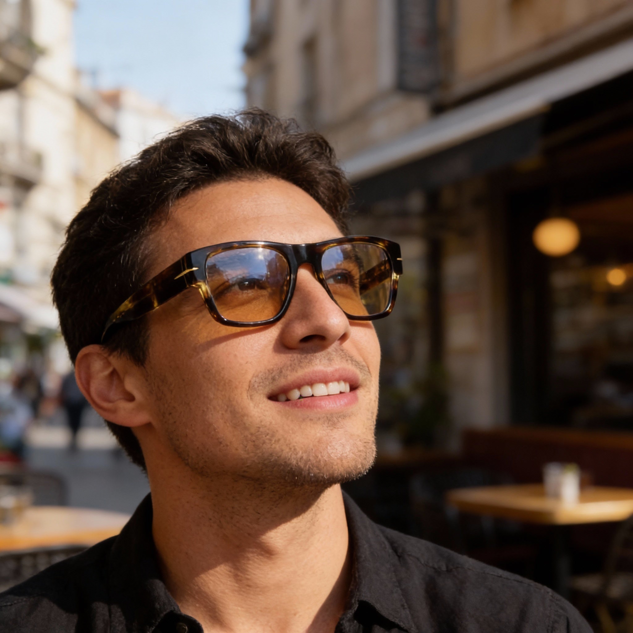 Gafas de sol David Beckham DB 7000/S Bold para hombre, con protección UV multicapa, de acetato, marrón, dorado y rayas, 52-20-145 mm, Photo 5