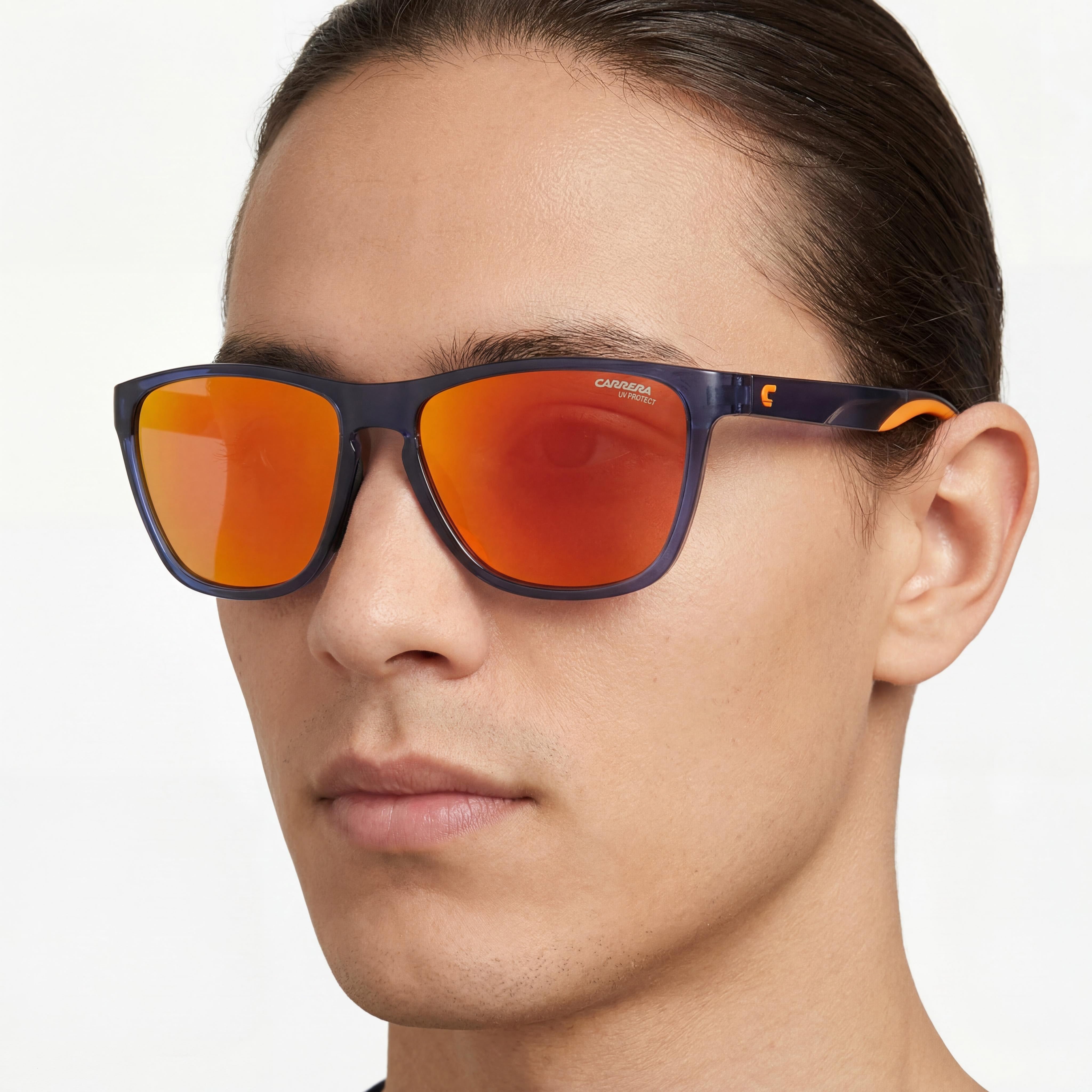 Gafas de sol Carrera Classic unisex, montura azul-naranja, lentes azules, de propionato inyectado, protección UV, 56 mm, Photo 4