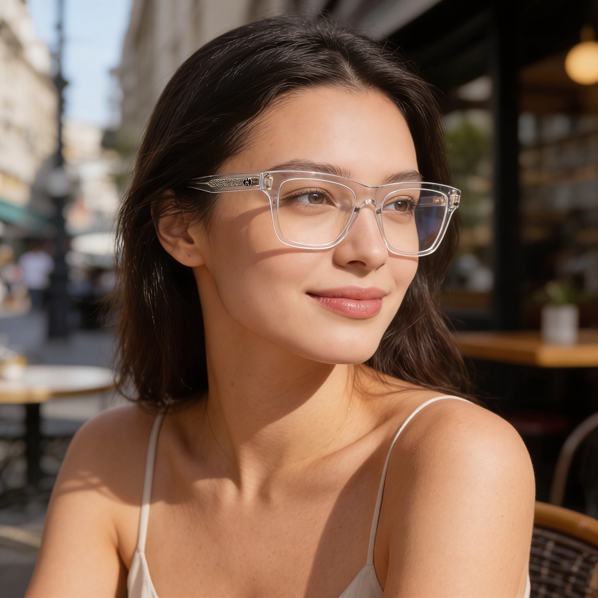 Salvatore Ferragamo Modern Women's Plastic Full Rim Square Eyeglasses Light Crystal Grey 53-19, Photo 4