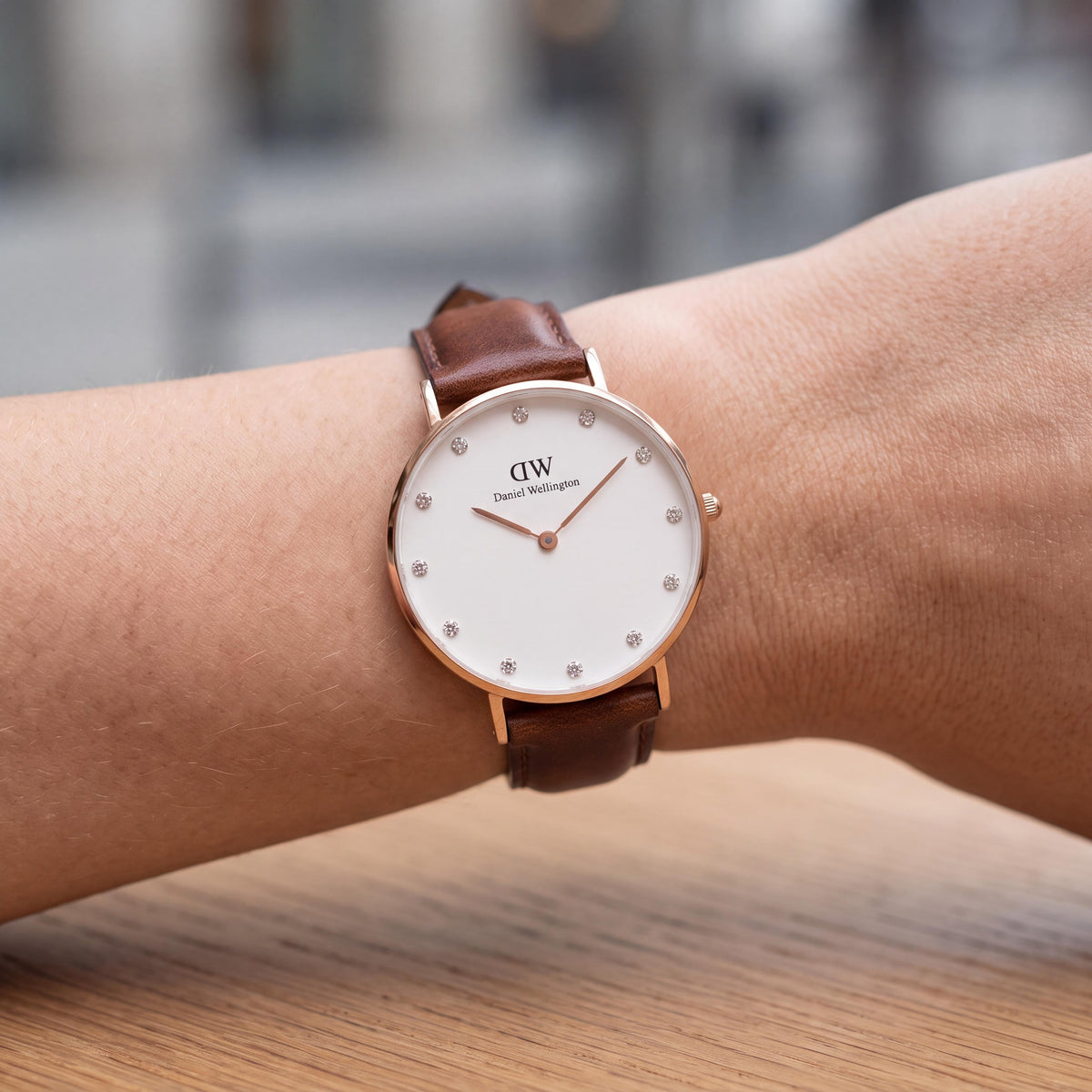 Daniel Wellington Women's Classy St Mawes 0950DW Watch, Rose Gold Case, White Dial, Brown Leather, 34mm, Photo 3