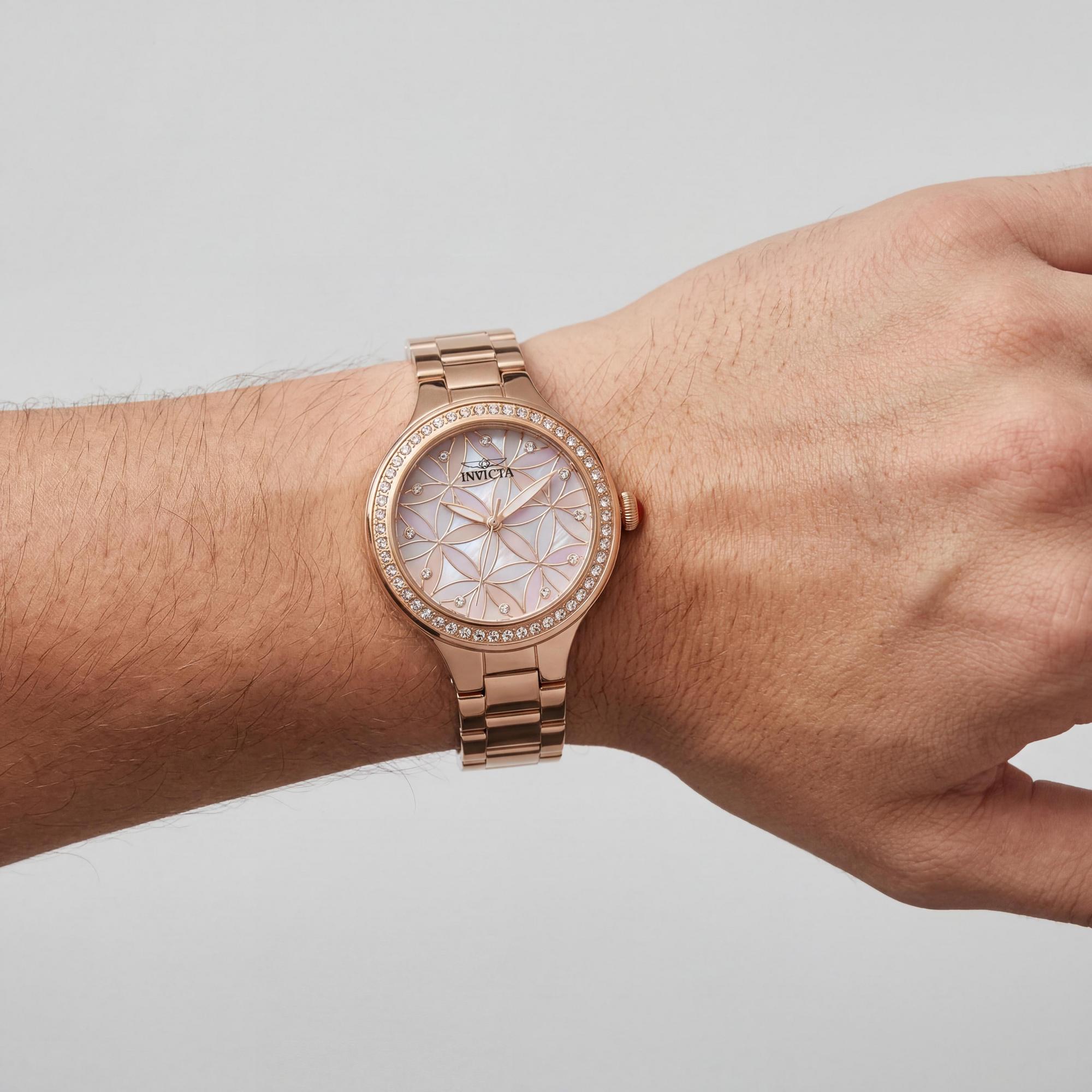 Invicta Wildflower 28824 Women's Rose Gold Stainless Steel Pink Dial Diamond Accents Quartz 100M Watch 34mm, Photo 4