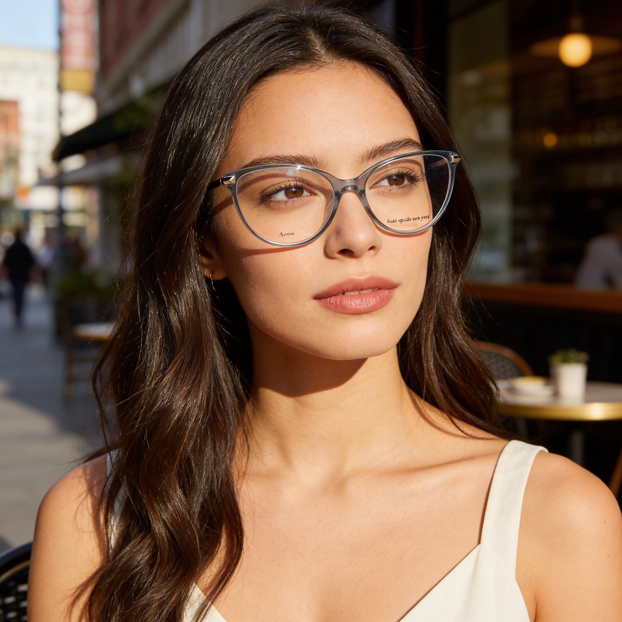 Kate Spade New York Modern Women's Transparent Blue Acetate Frame Cat Eye Full Rim Eyeglasses 54-16-140, Photo 5