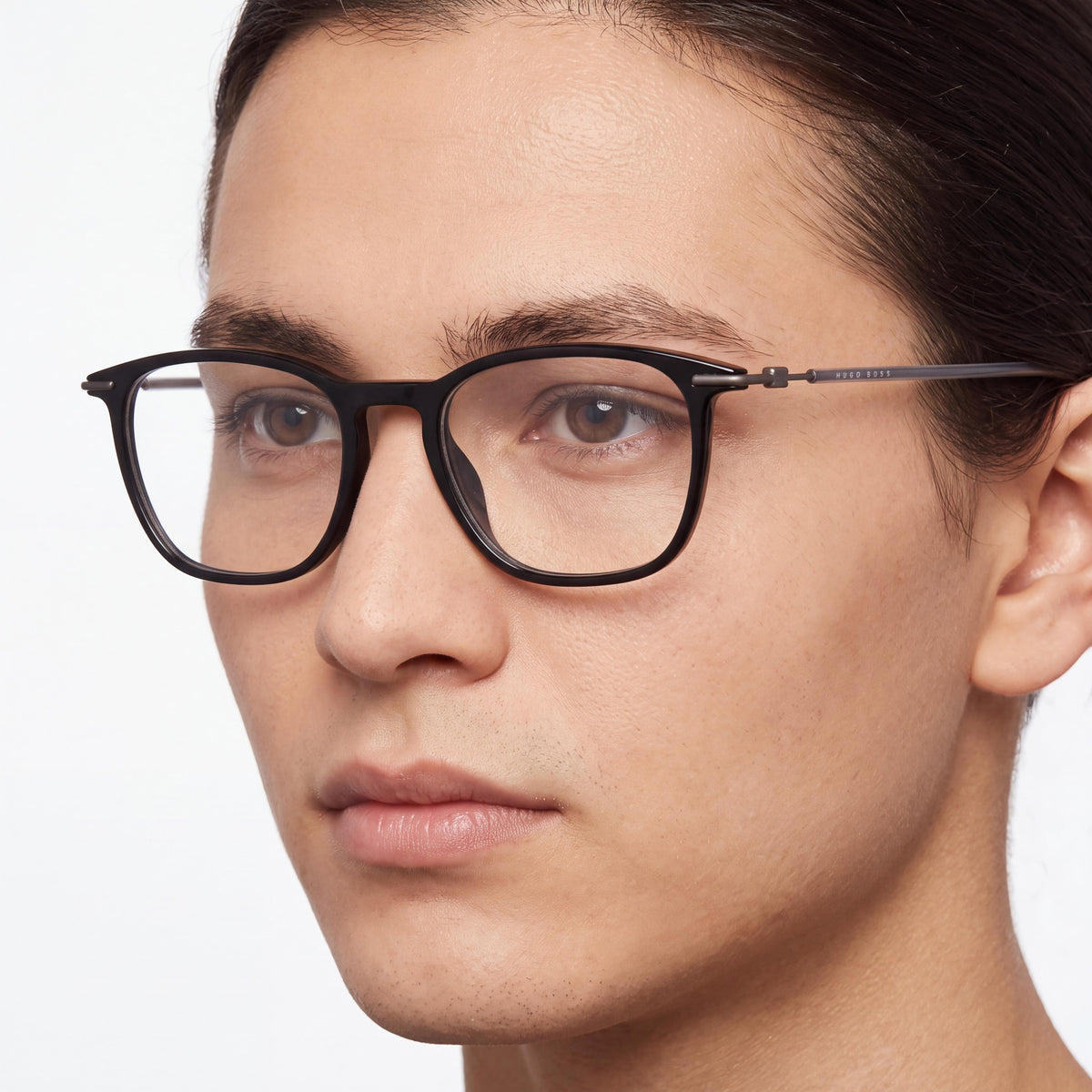BOSS Audio Systems Modern Unisex Black Gunmetal Acetate Polycarbonate Non-Polarized Eyeglasses 50mm, Photo 5