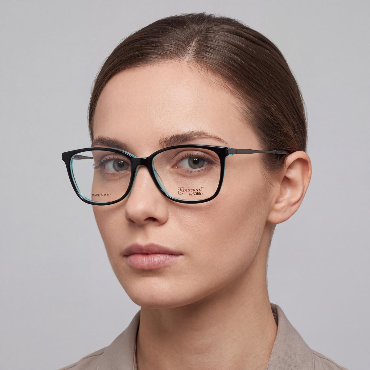 Safilo Emozioni Emozioni 4044 Unisex Plastic Eyeglasses with Clear Demo Lenses Black Turquoise Palladium 53-15-140, Photo 3