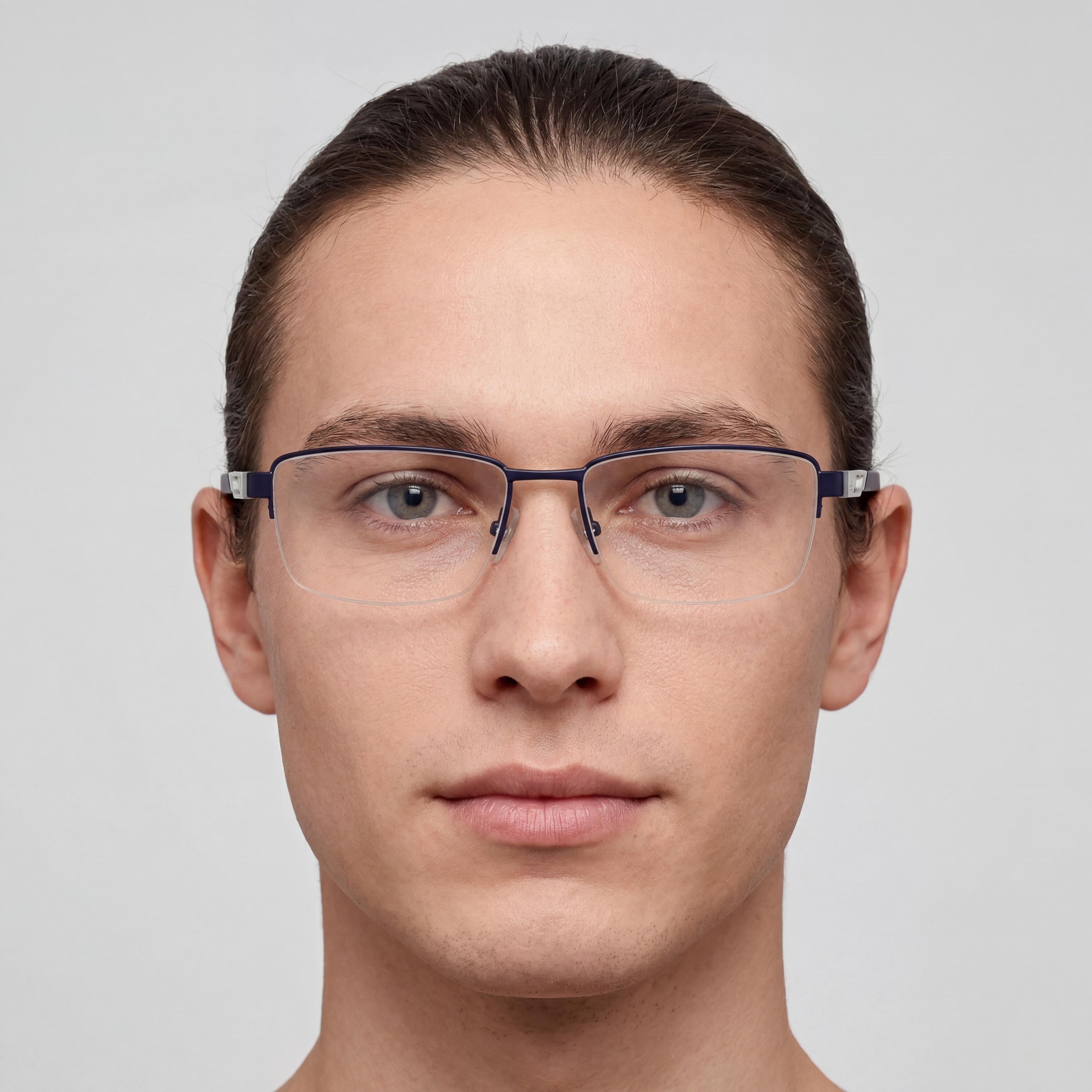 adidas Casual Unisex Matte Blue Metal Frame Eyewear with Transparent Polycarbonate Lenses 55mm, Photo 5