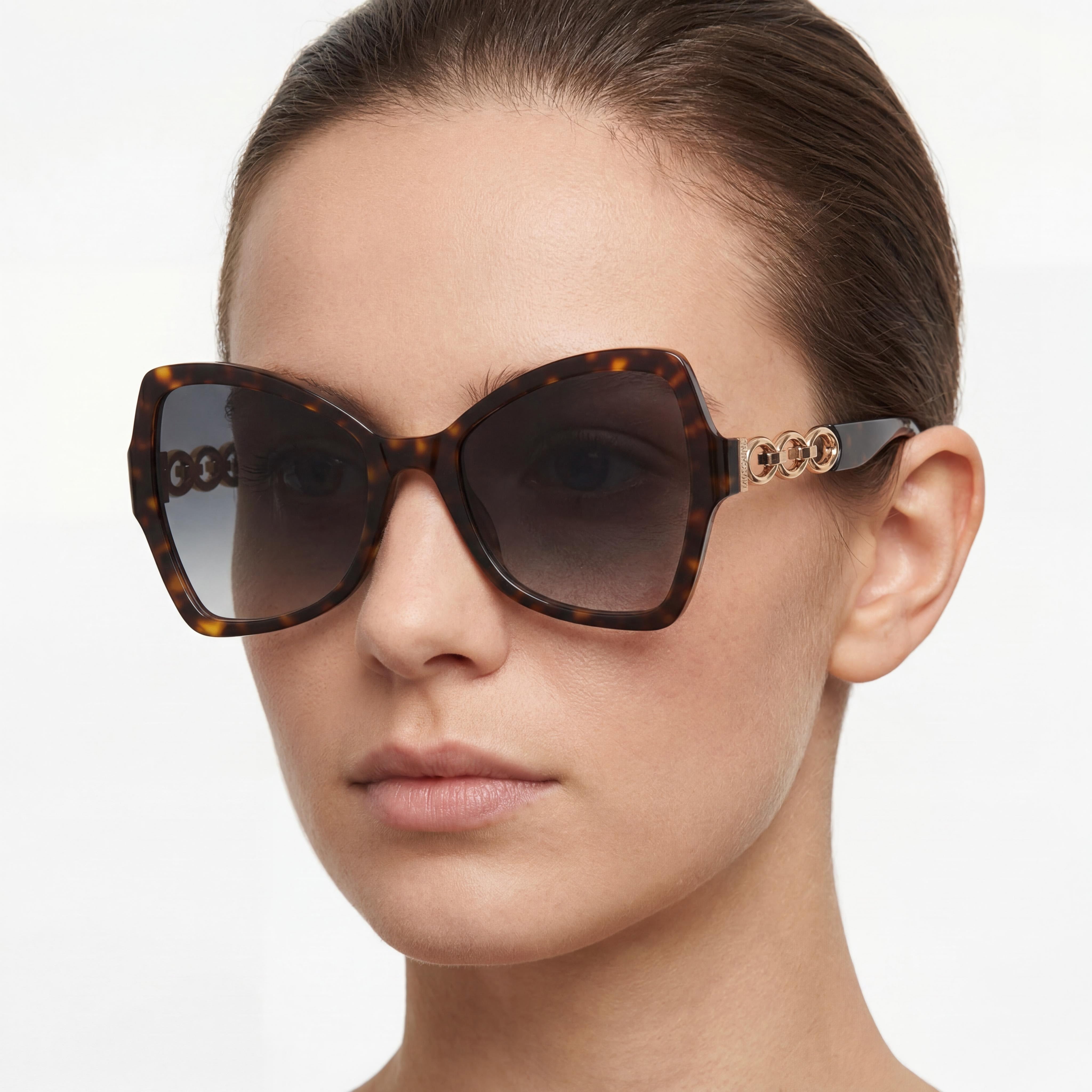 Moschino Women's Casual Havana Plastic Frame Blue Shaded Lenses UV Protection Sunglasses 54-19-140mm, Photo 5