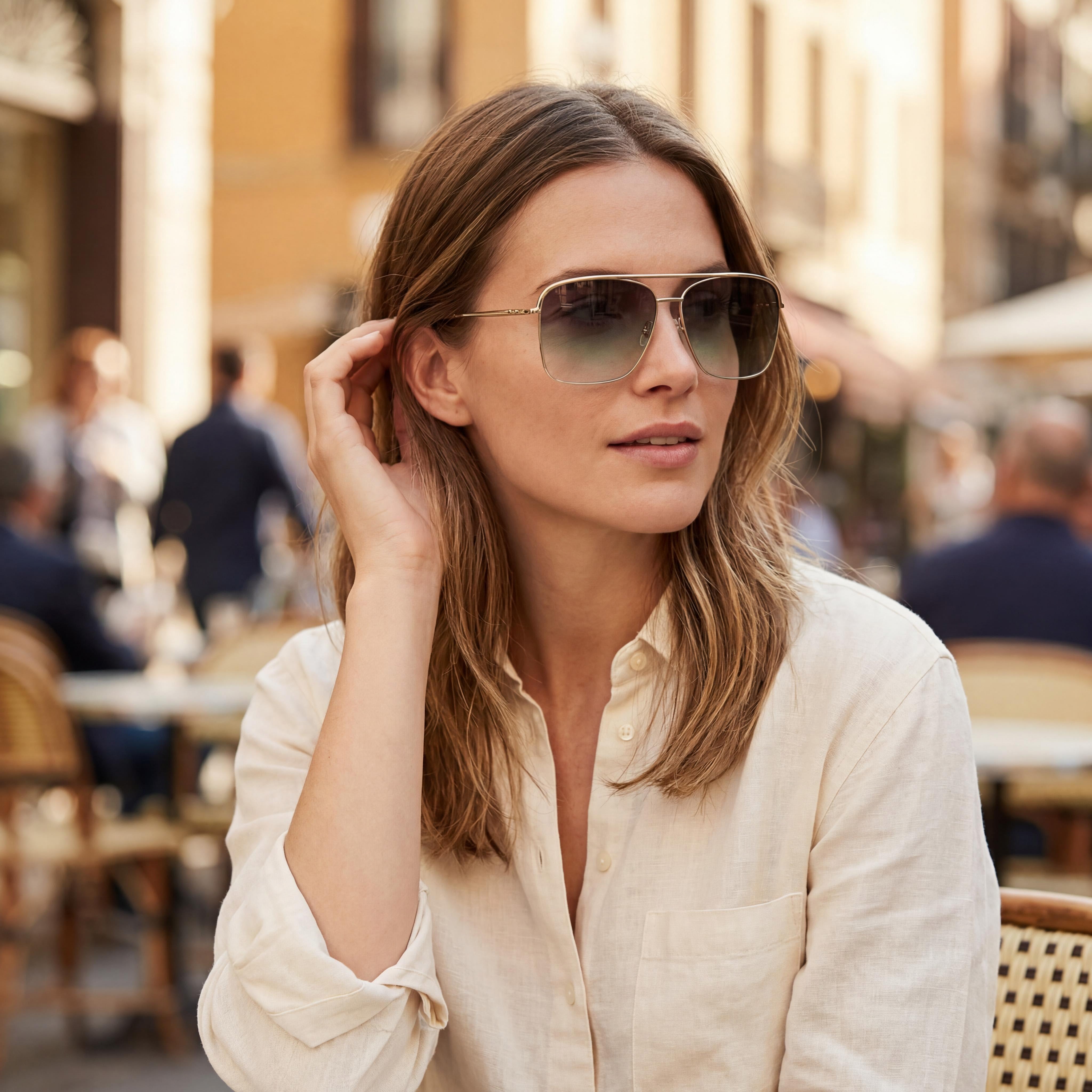 Isabel Marant Gafas de Sol Finas de Metal Modernas para Mujer en Oro Rosa y Gris de Acero Inoxidable con Protección UV 62-13-140, Photo 6