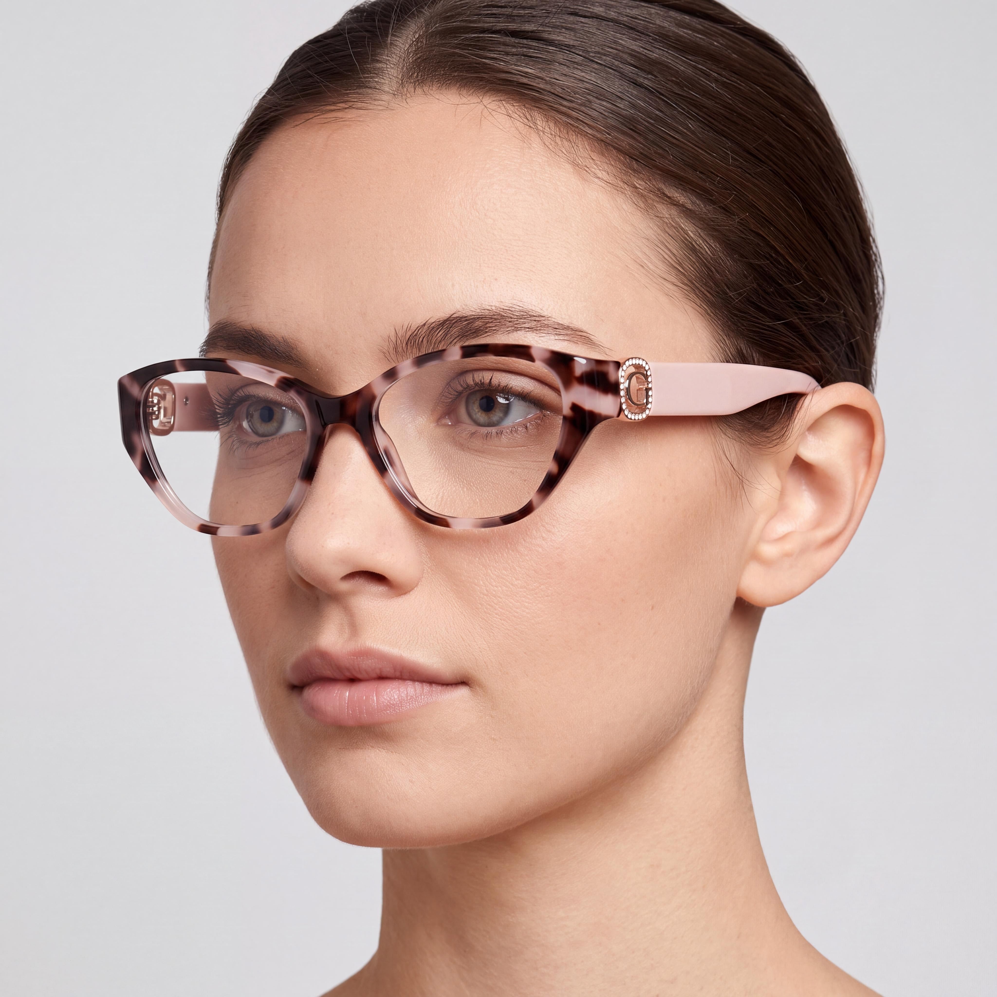 GUESS Gu50119 Women's Plastic Frame Non- Eyewear, Havana Light Pink, 51mm, Photo 5