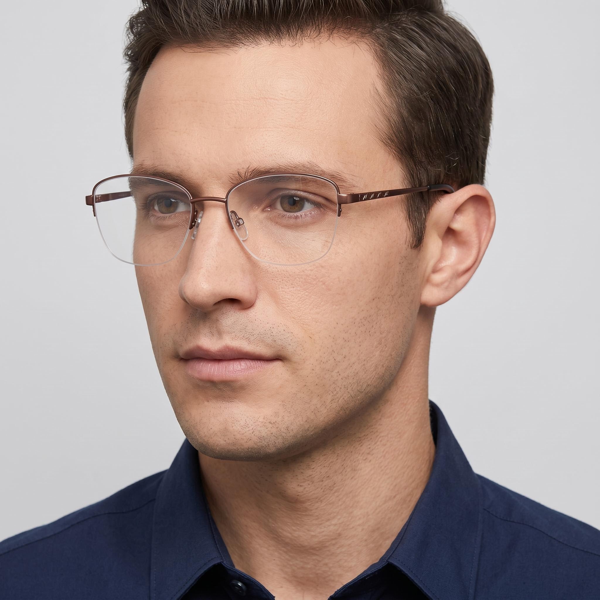 Adensco Ad 252 Gafas de hombre, armazón de metal color borgoña, lentes de policarbonato transparente, talla 53-17-140, Photo 4
