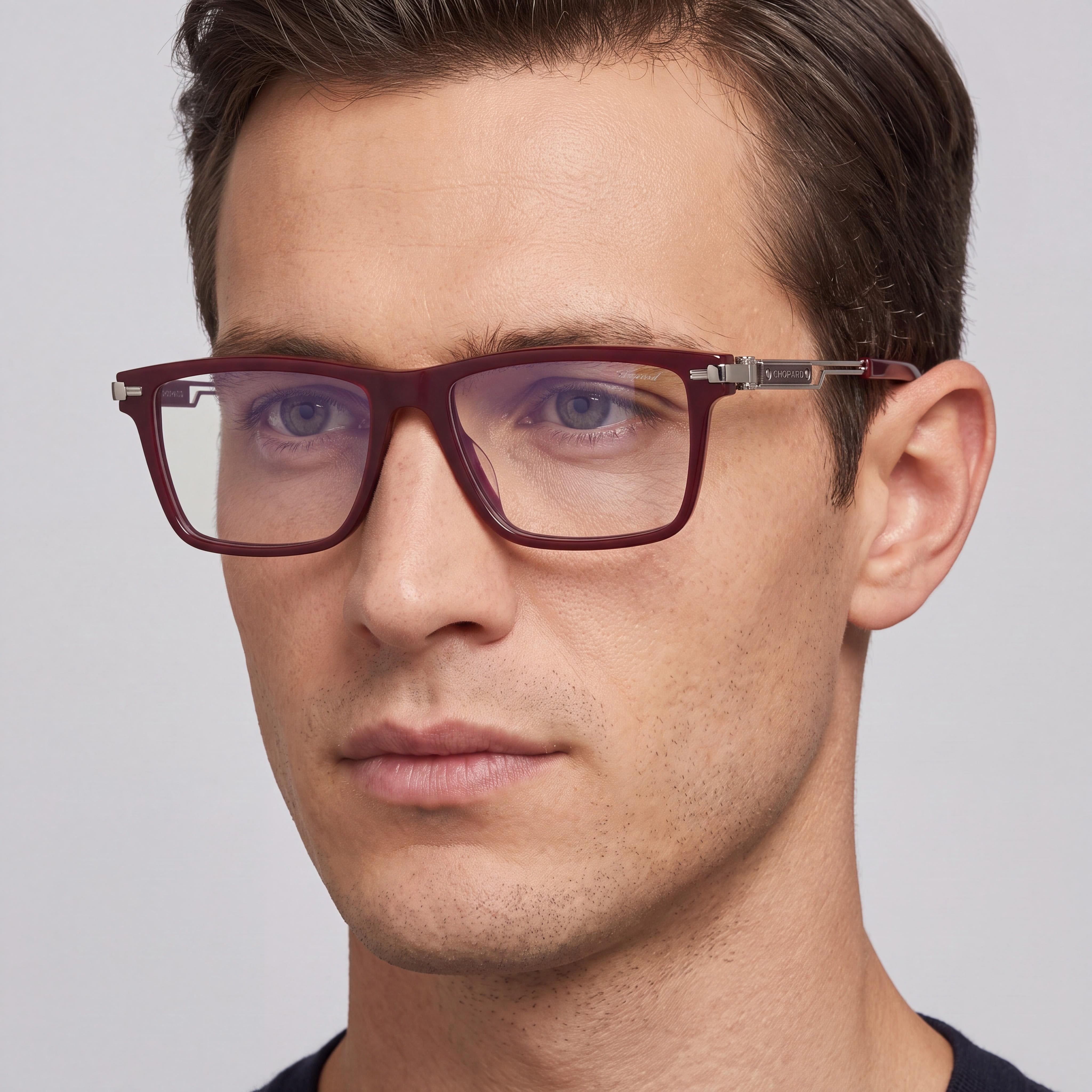 Chopard Vch357 Men's Bordeaux Acetate Frame Eyeglasses, 55mm Lens, 16mm Bridge, 145mm Temple, Photo 3