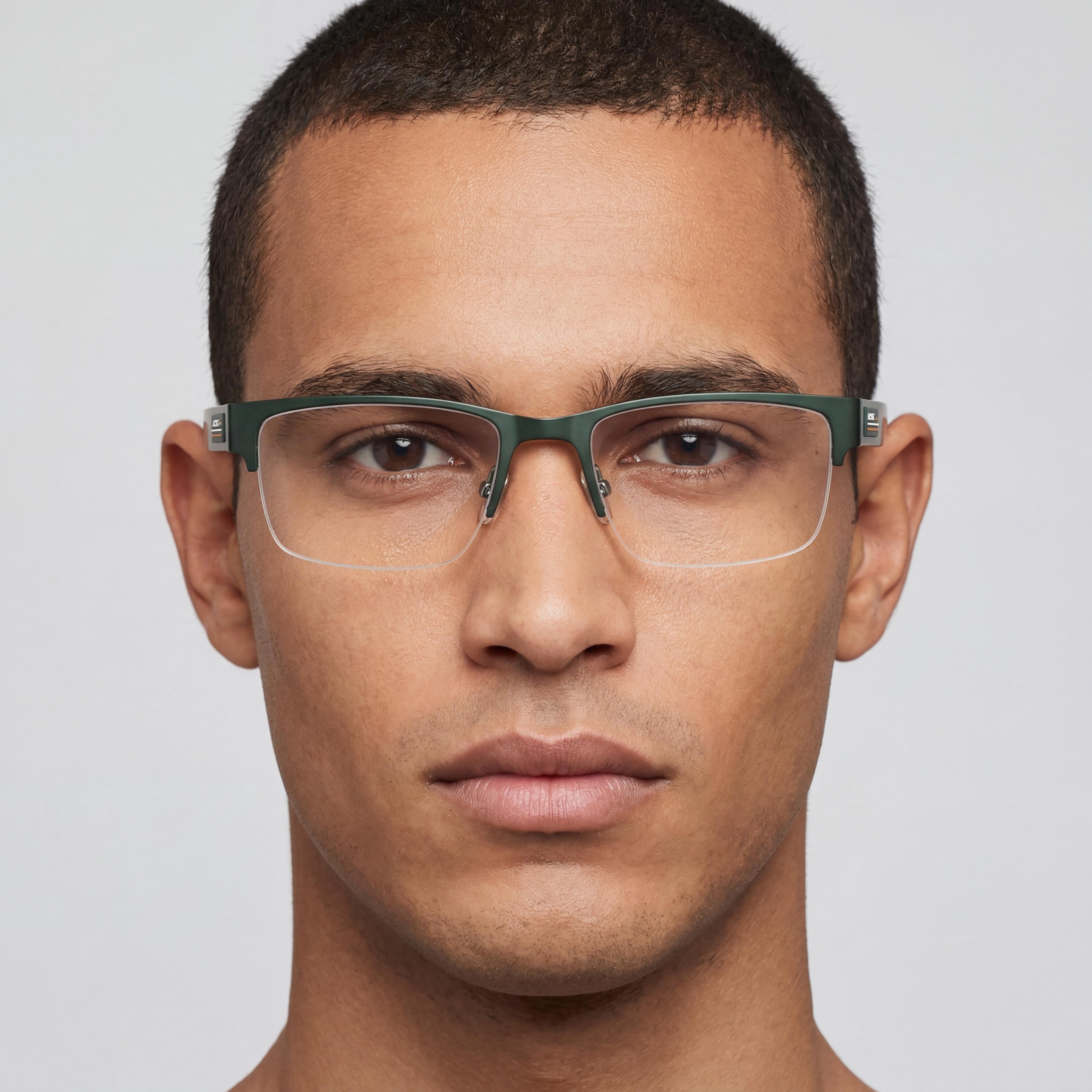 Montura de gafas unisex moderna Lacoste de Metallo en acabado verde mate, 54 mm de ancho de lente, Photo 5
