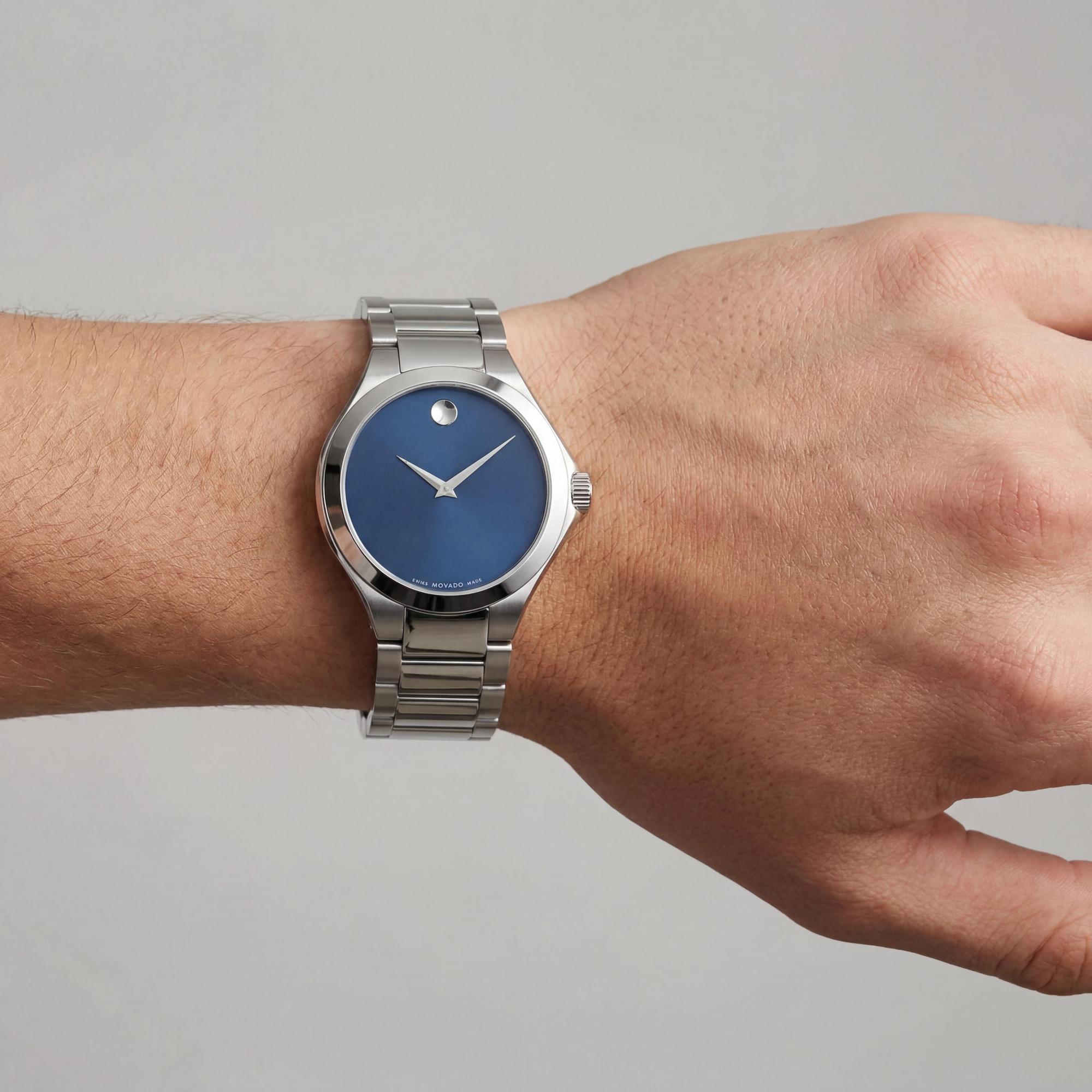 Reloj Movado Defio para hombre, de cuarzo, esfera azul, acero inoxidable y cristal de zafiro, 40 mm., Photo 2
