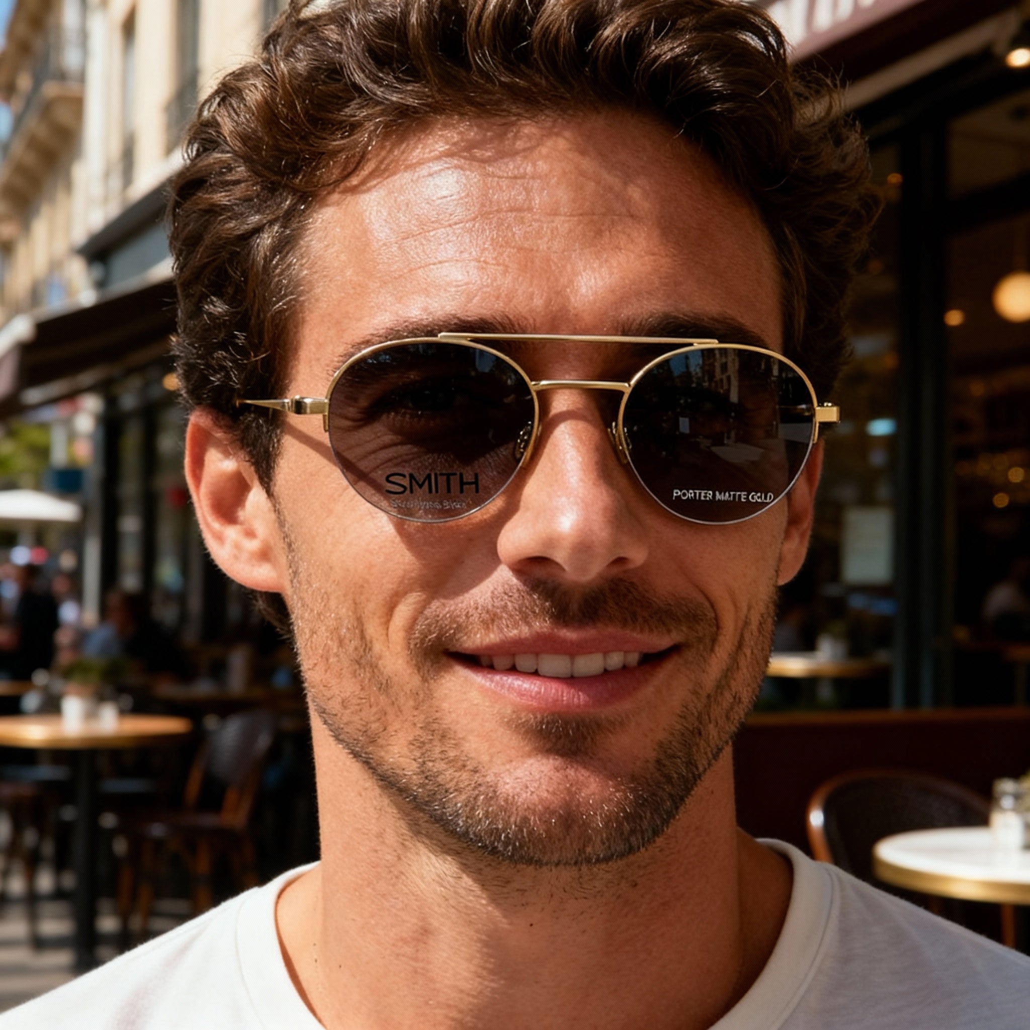 SMITH Porter Men's Semi Matte Gold Stainless Steel Eyeglasses with Demo Lenses, Lens Width 52mm Bridge 20mm Temple 140mm, Photo 5