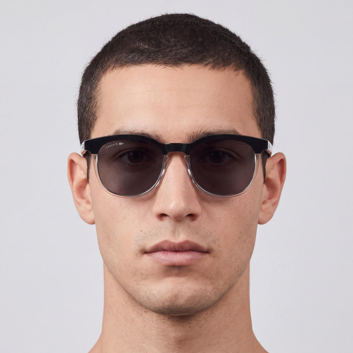 Lacoste L6073s Men's Plastic RXable Sunglasses, Black/Transparent Blush Frame, Solid Grey Lenses, UV 400, 52-19-145, Photo 5