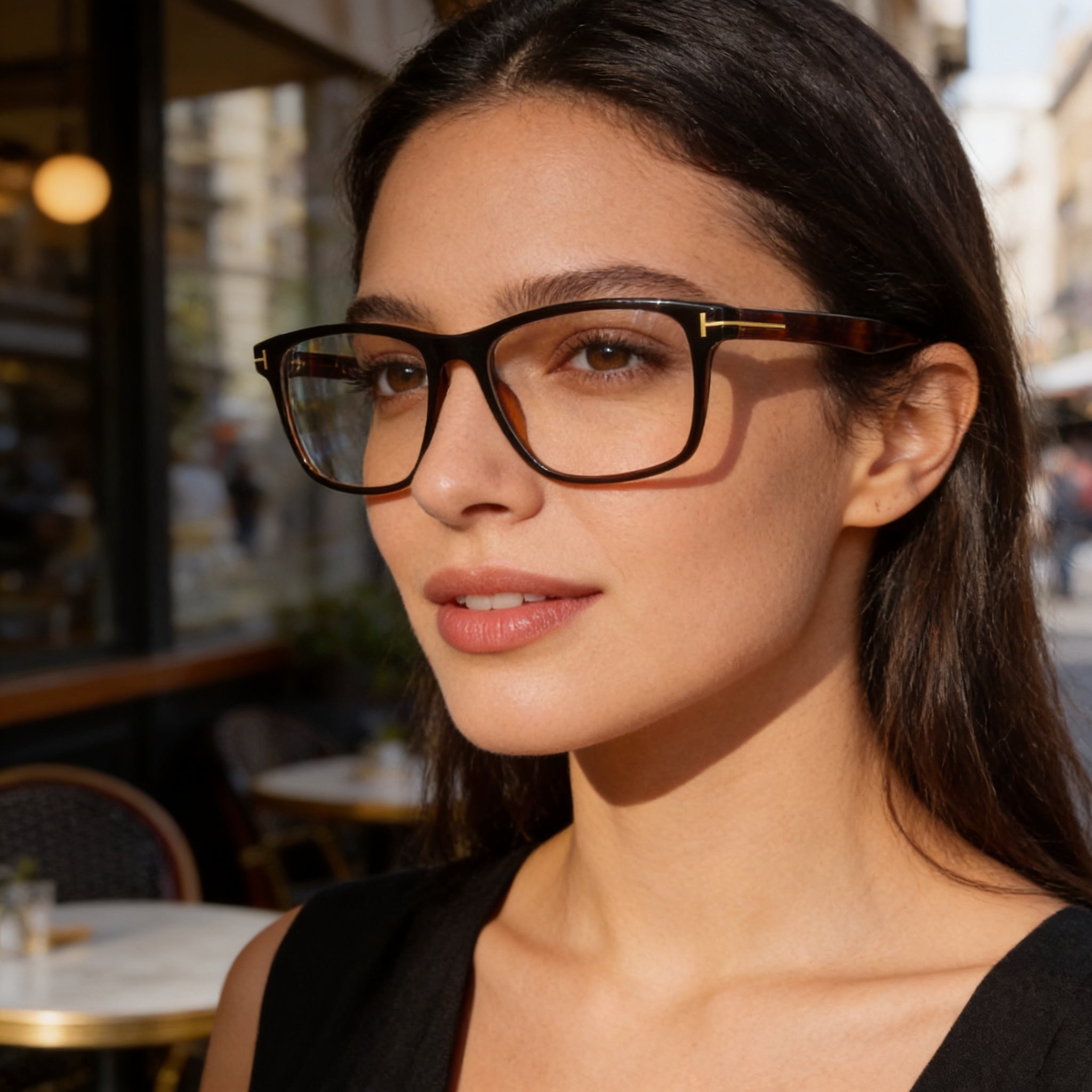Gafas unisex Tom Ford Ft5752-b con montura de plástico y filtro de luz azul, color negro brillante, 55 mm, Photo 6