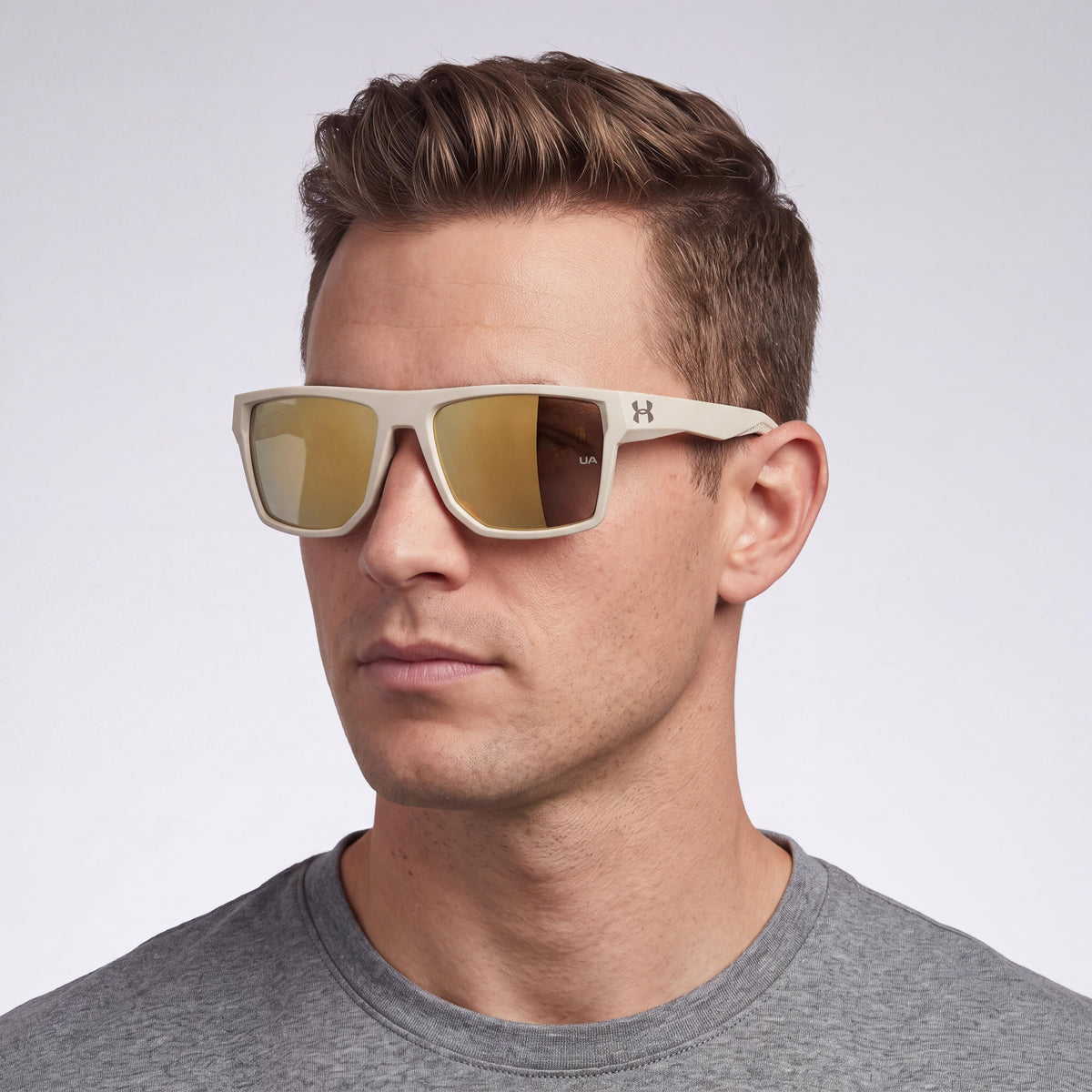 Under Armour Launch 2/G Men's Khaki Gold Mirror Rectangular Polyamide UV Protection Sunglasses 57mm, Photo 5