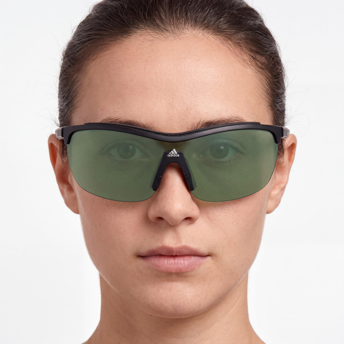 adidas Modern Unisex TR90 Plastic Matte Black/Green Frame Non-Polarized Aviator Green Lenses 100% UV Protection, Photo 4