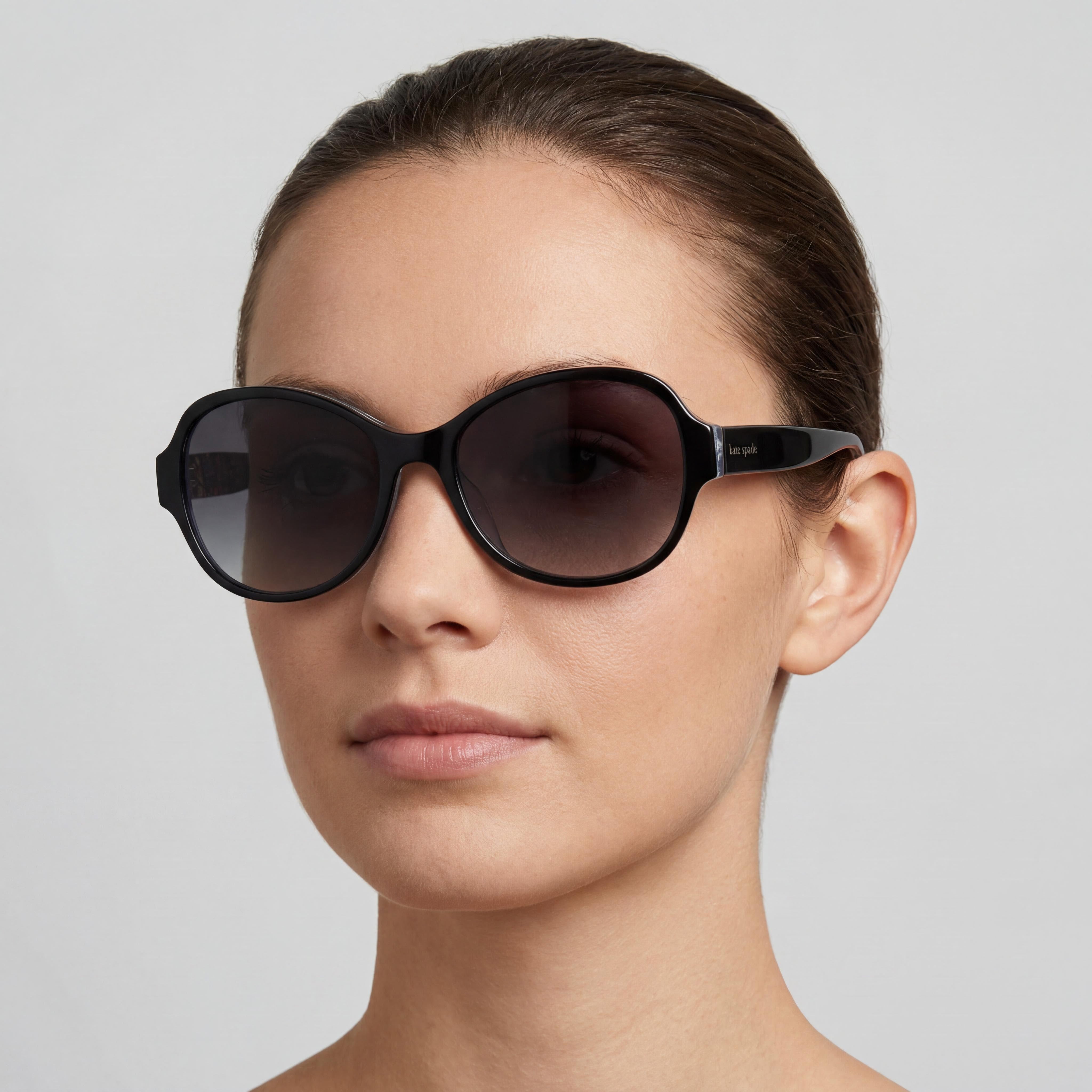 Kate Spade New York Classic Women's Black Acetate Cat Eye Dark Grey Shaded UV Protection Sunglasses 57, Photo 4