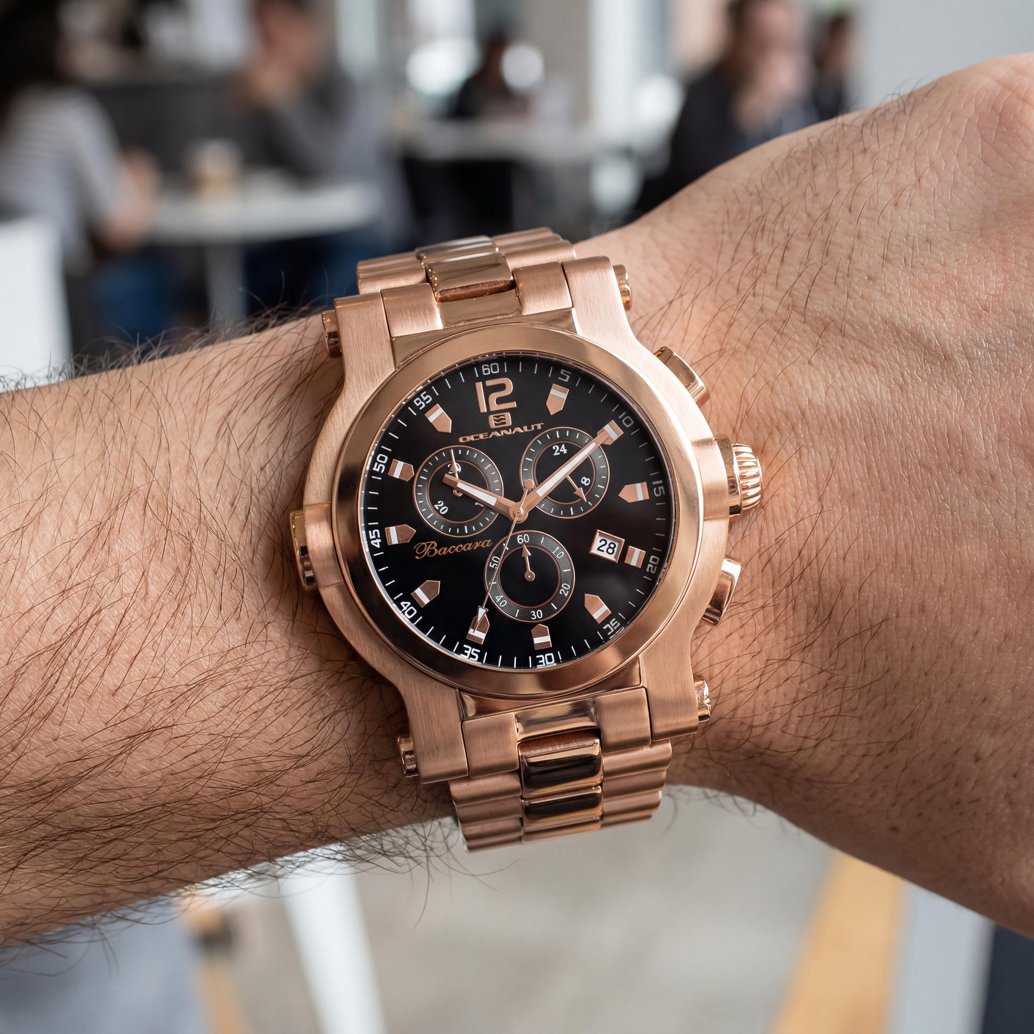 Oceanaut Baccara OC0827 XL Men's Rose/Black Stainless Steel Chronograph Watch 50mm, Photo 4