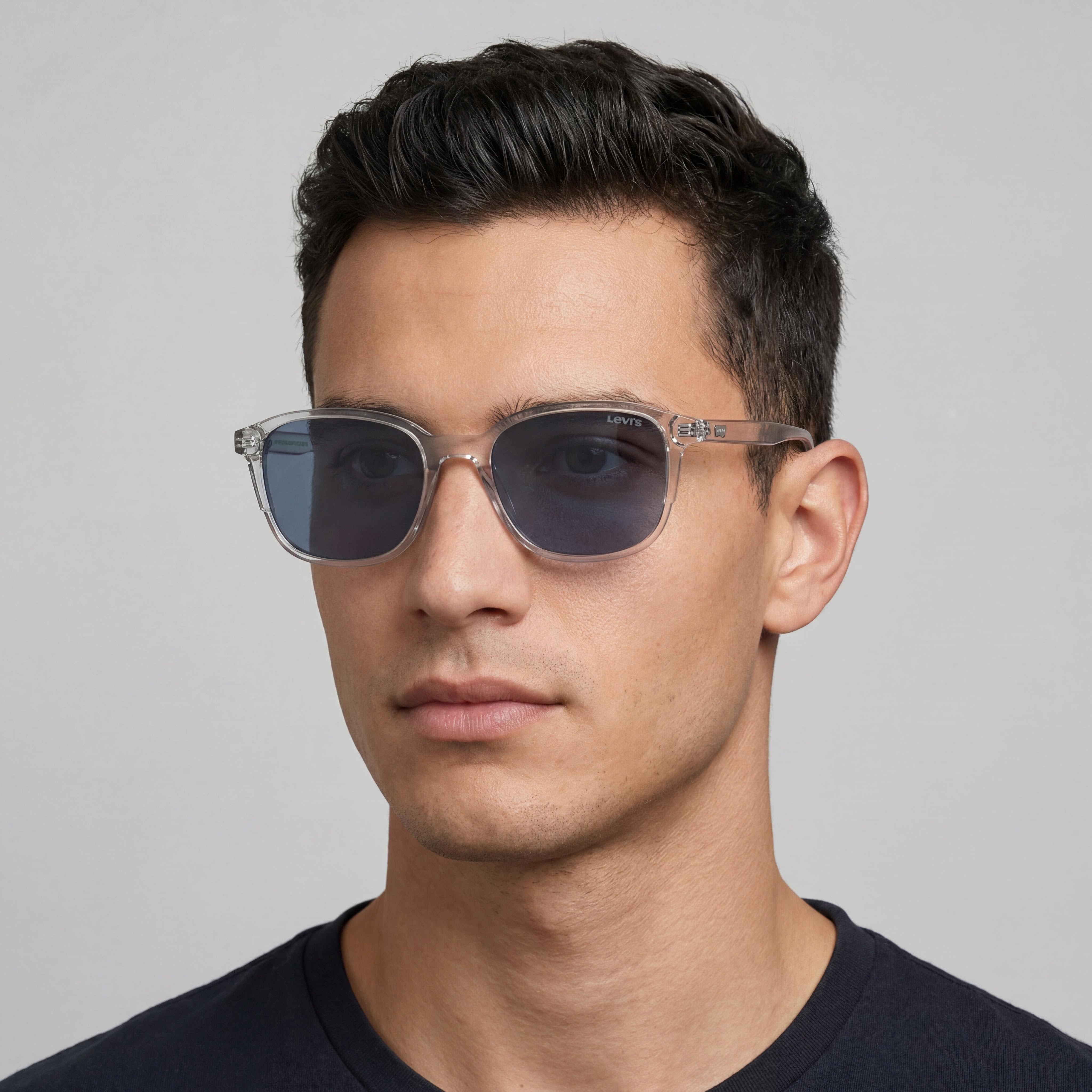 Gafas unisex Levi's Timeless, montura de poliamida ecológica azul cristal, lentes de policarbonato cristal, talla 53-18-145, Photo 4