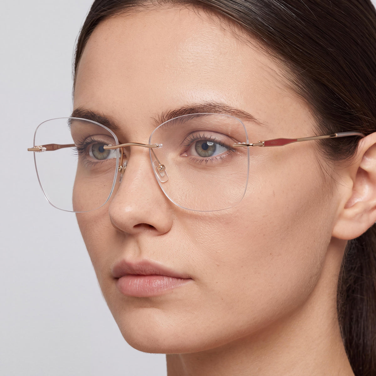 HUGO BOSS BLACK BOSS 1667 Women’s Eyeglasses with Gold Pink Stainless Steel Frame, Lens 55mm Bridge 18mm Temple 140mm, Photo 4
