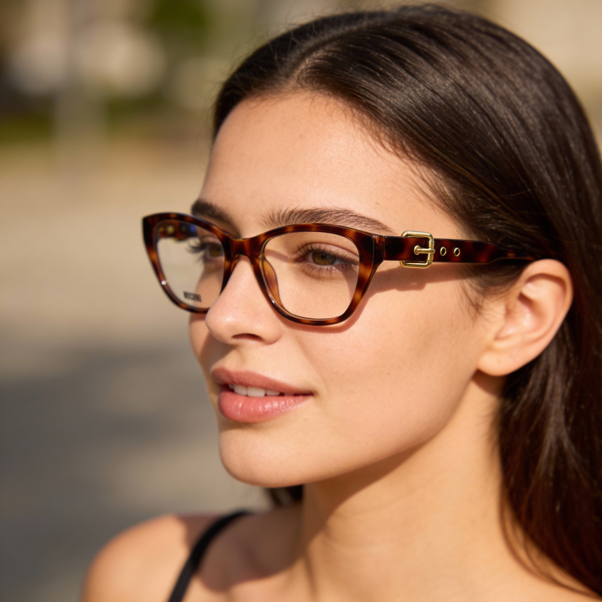 Moschino Modern Women's Havana Acetate Frame Eyewear with Non-Polarized Lenses, 51mm Lens Width, Photo 6